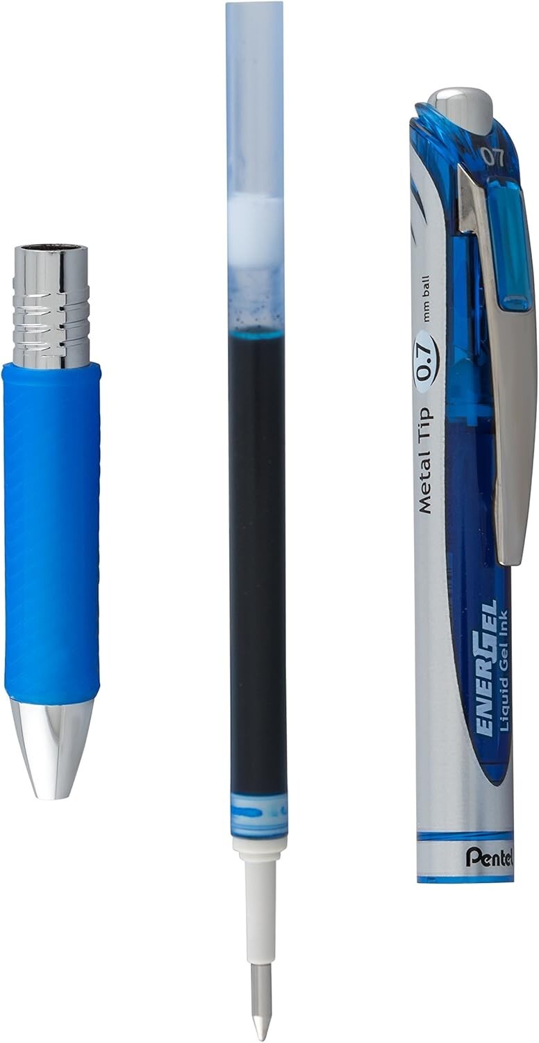 Pentel Refill Ink for EnerGel Liquid Gel Pen, 0.7mm, Blue Ink, Box of 12
