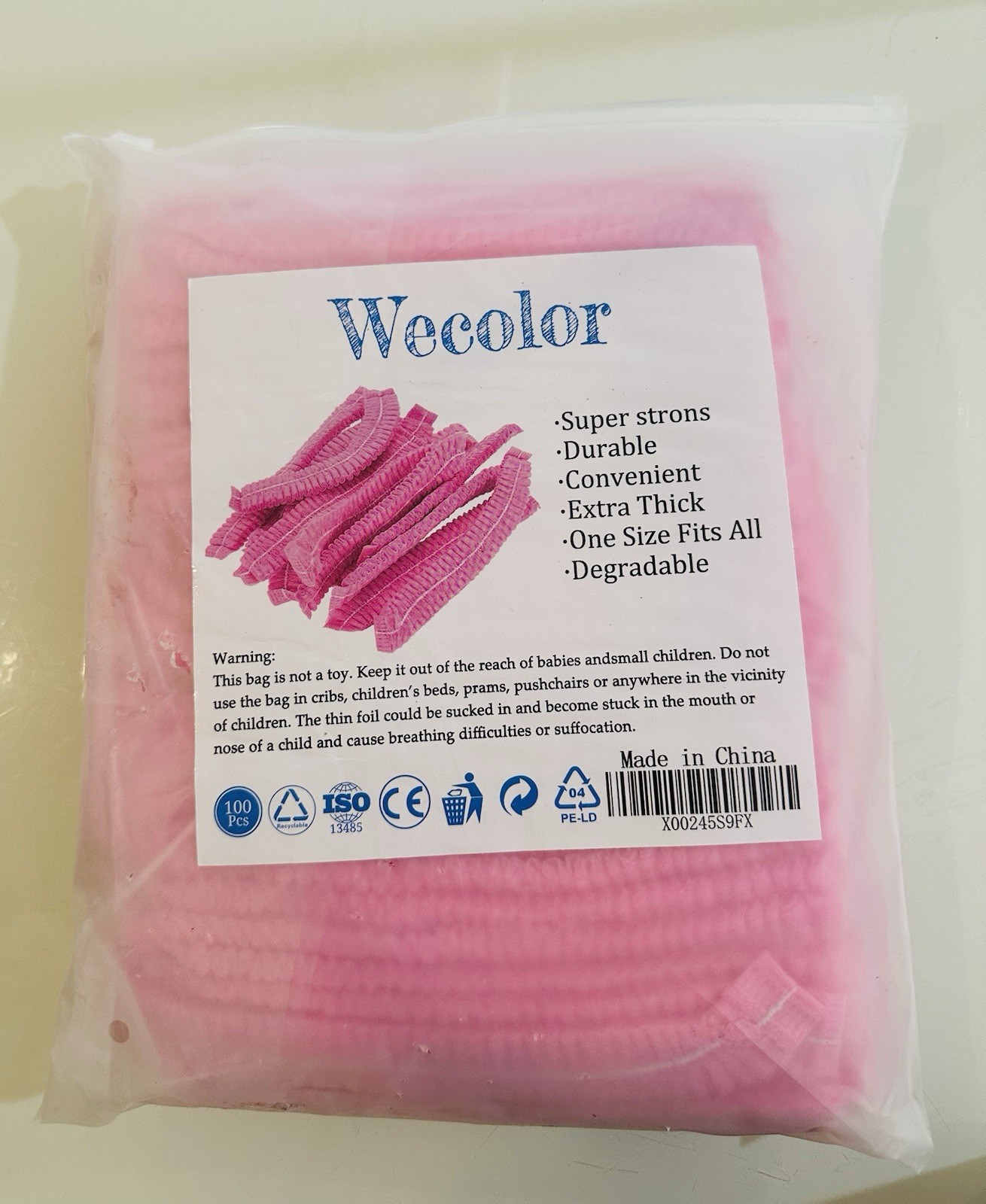 Wecolor One Size Fits All Disposable Stretch Caps Hairnet Food Service