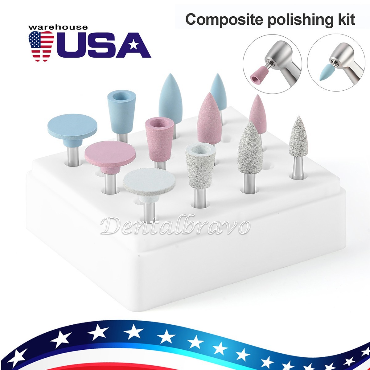 Dental Composite Polishing Burs Kit Silicone Polisher RA 2.35mm for Contra Angle