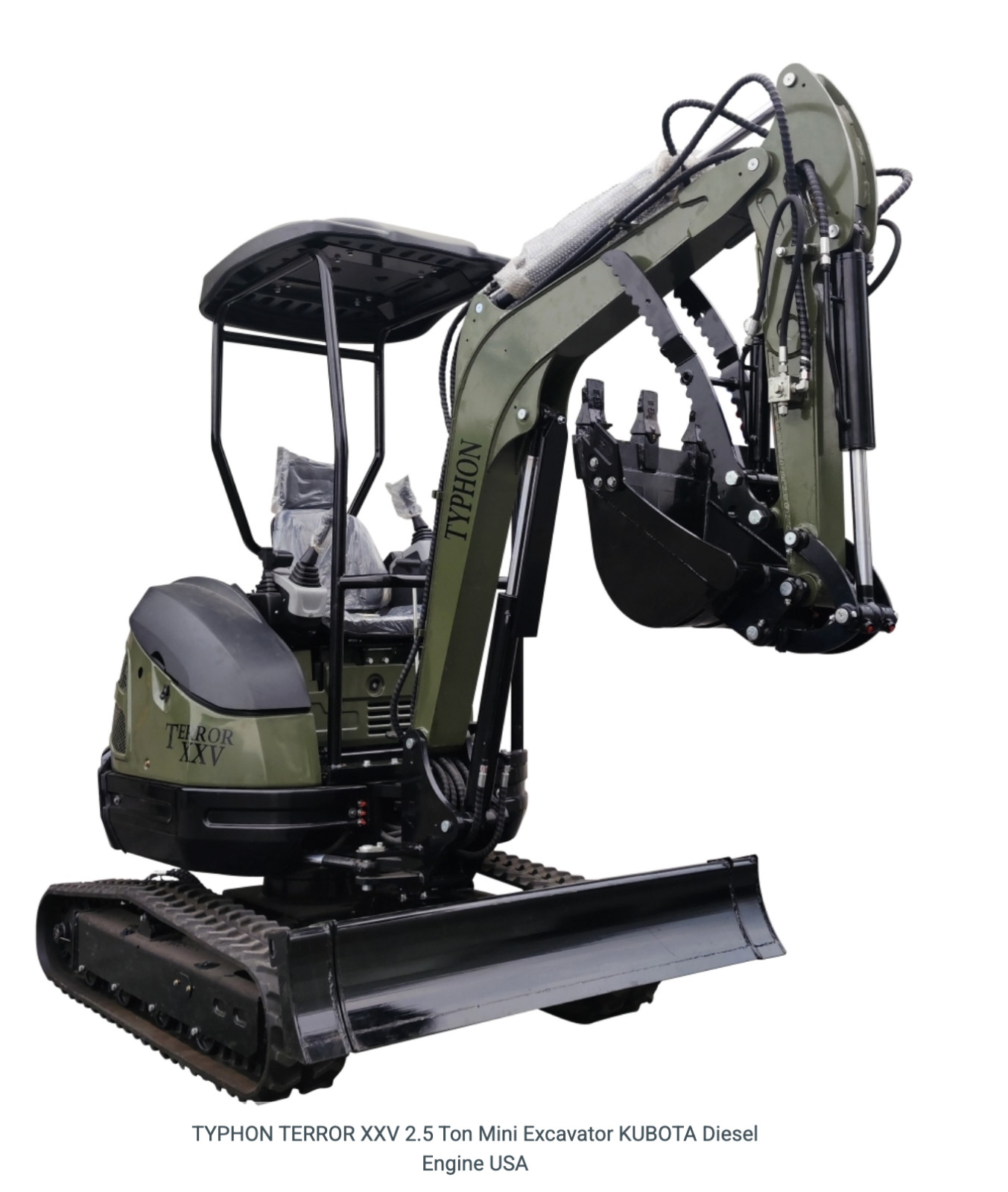 TYPHON 2.5 Ton Mini Excavator KUBOTA Diesel Engine USA w 14 attachments