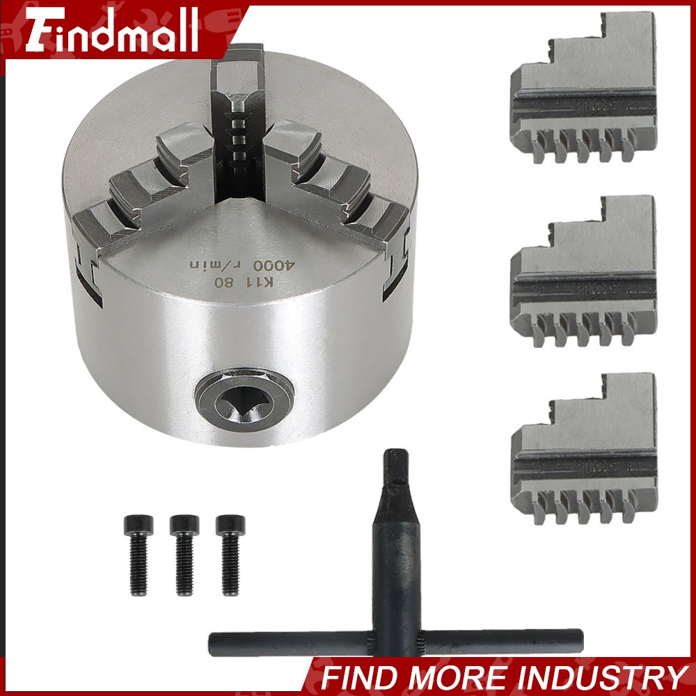 K11-80 Self-centering Lathe Drilling Part 80mm 3 Jaw Lathe Chuck Manual Chuck 3″