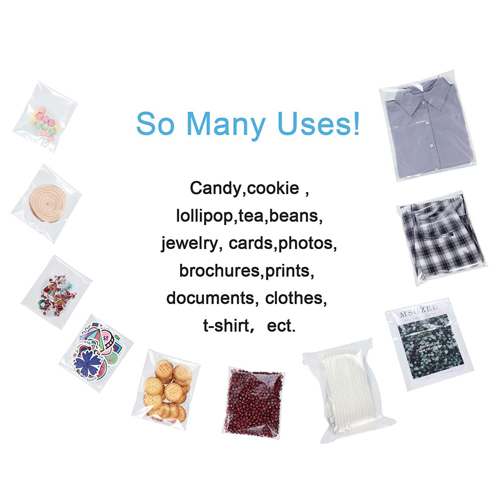 100-1000x Clear Plastic Bags Resealable Self Seal Cello Bag Tape Poly Apparel