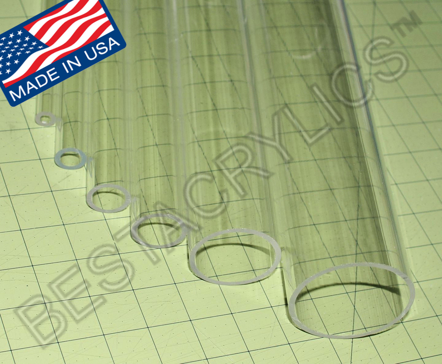 1 5/8” OD x 1 3/8″ ID x 12” INCH LONG CLEAR 1/8″ WALL ACRYLIC TUBE PLEXIGLASS