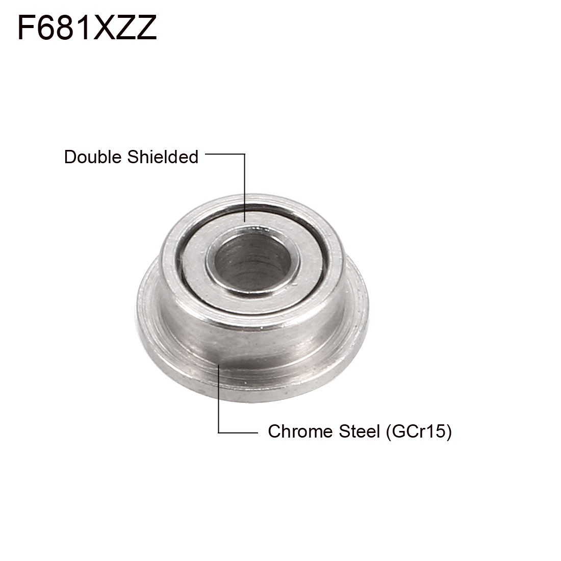 F681XZZ Flange Ball Bearing 1.5x4x2mm for Equipment Shielded GCr15 20Pcs