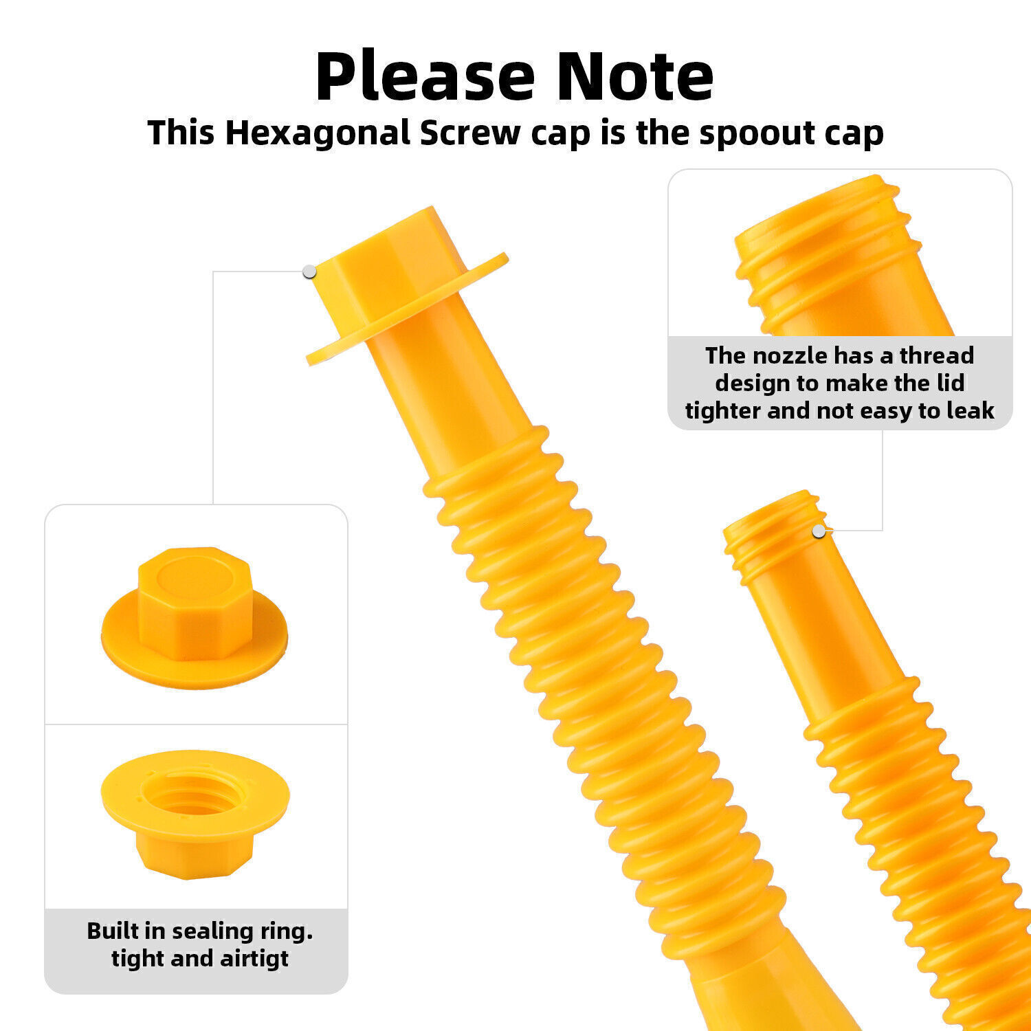 6X Replacement Gas Can Spout Nozzle Vent Kit for Plastic Gas Cans Old Style Cap