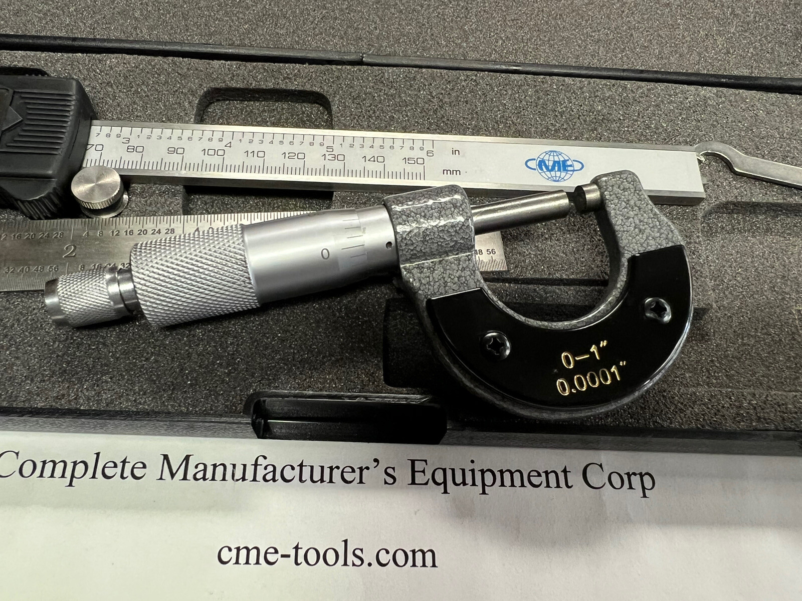 6″ Ele. Digital Caliper & 0-1”x0.0001” Micrometer & 6” 4R Ruler 3pcs/set Kit