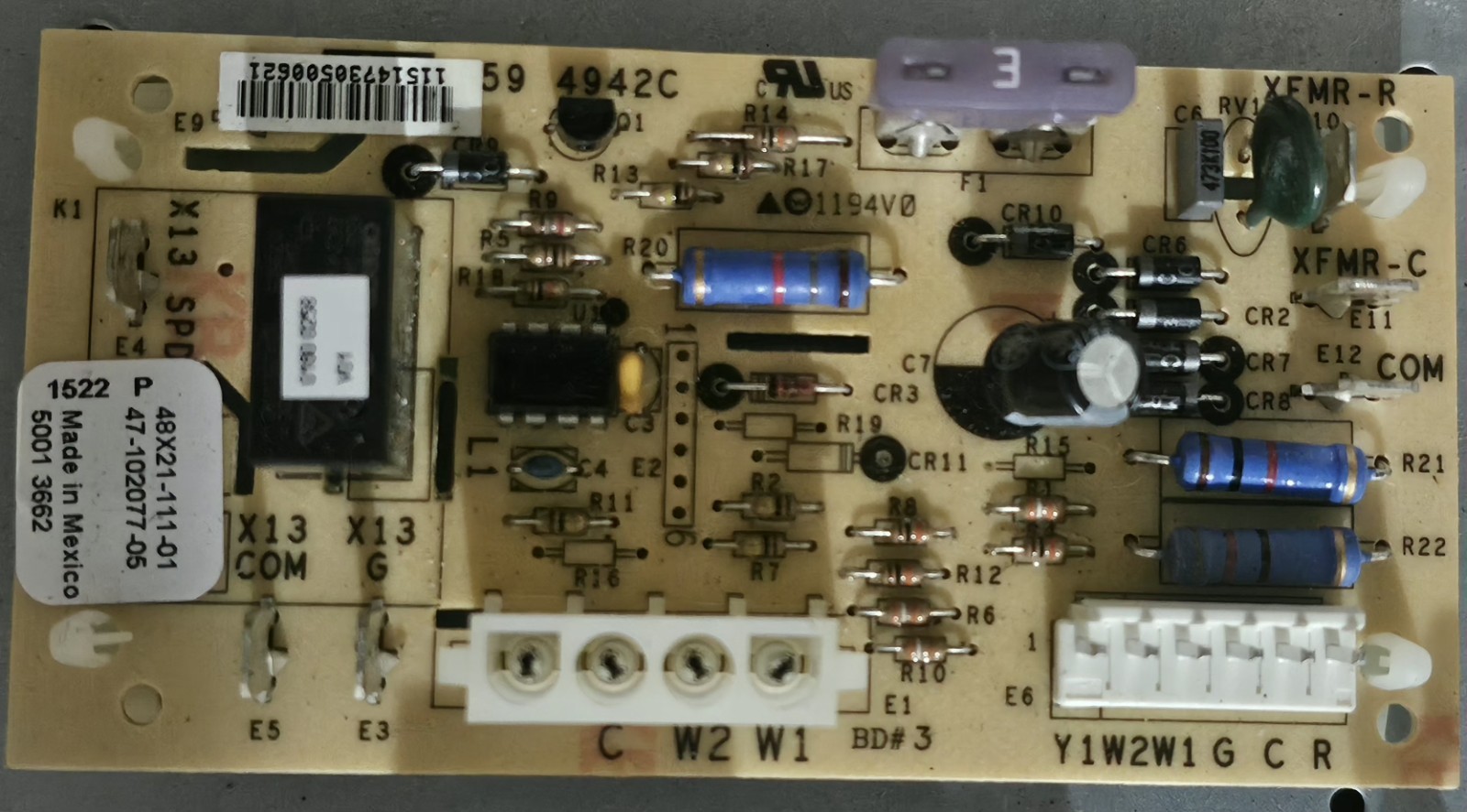 Rheem Ruud Emerson 48X21-111-01 X13 Blower Fan Control Board 47-102077-05