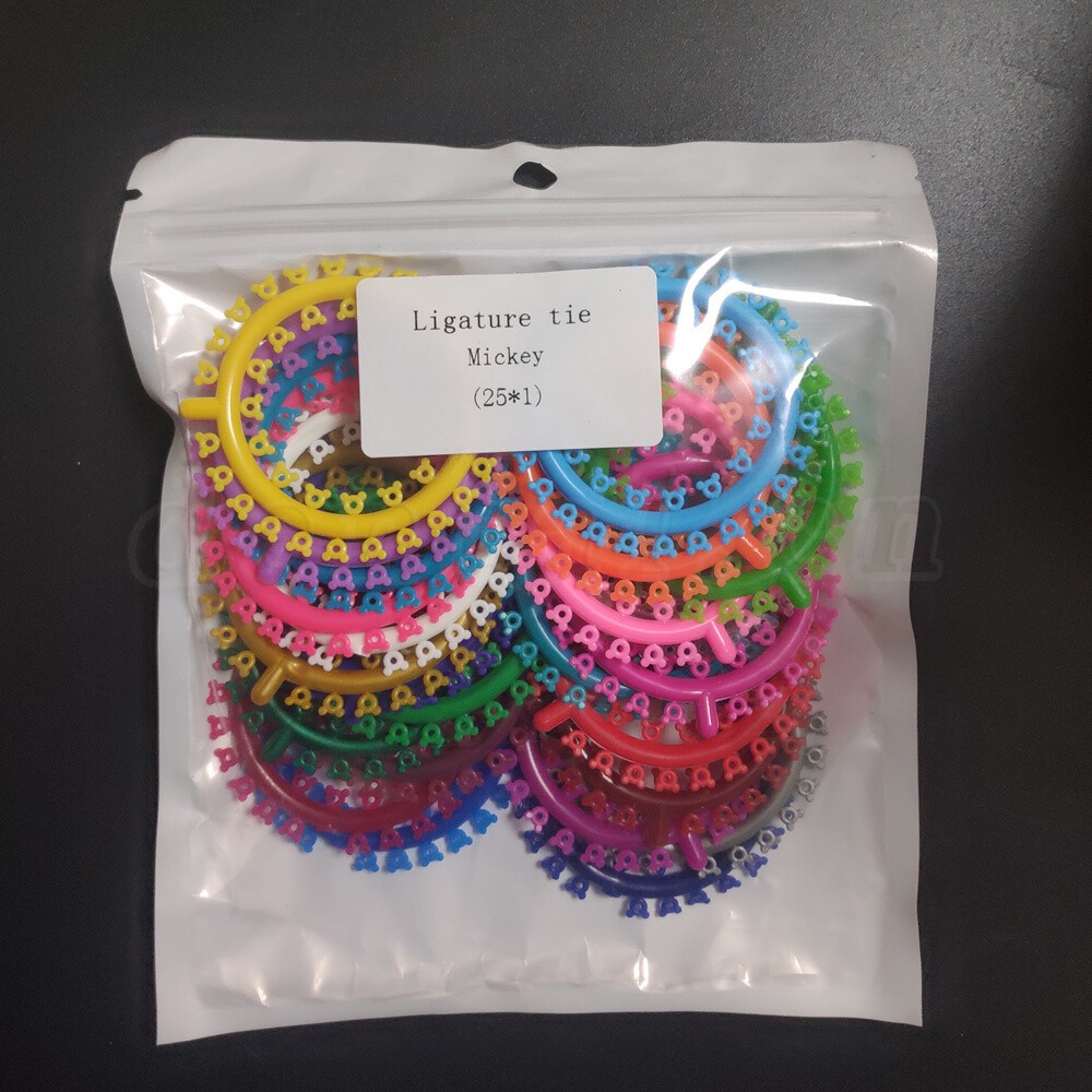 Dental Orthodontic Cartoon Ligature Ties O-Ring Elastic Bands Braces 1000 ties