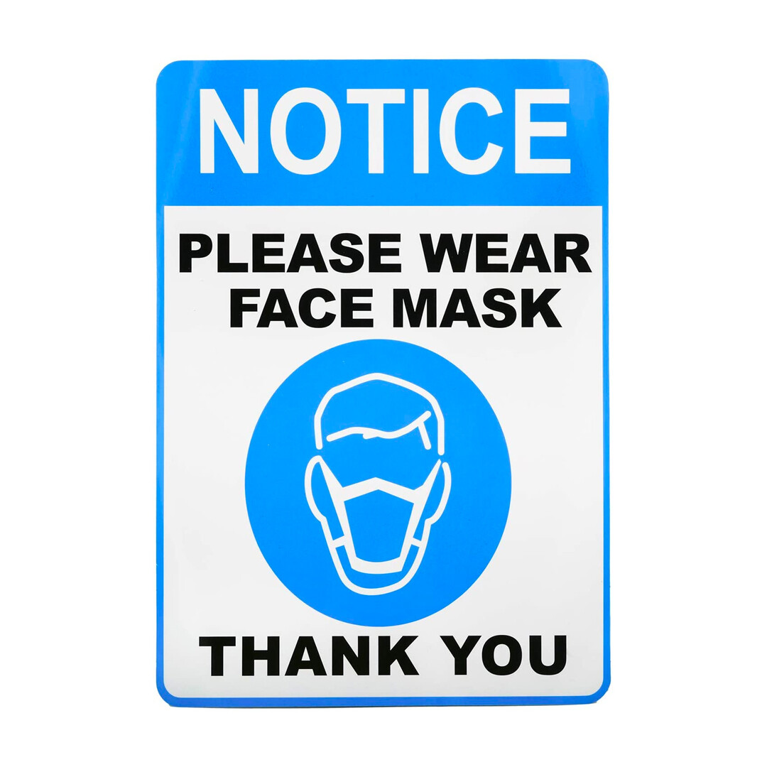 100 Pack – Face Mask Required Sticker Sign – Mask Mandate Compliance Decal