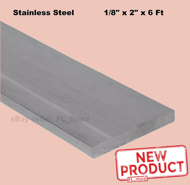 1/8″ x 2 in x 6 Feet Stainless Steel Flat Stock Rectangular Bar 304 Mill Finish