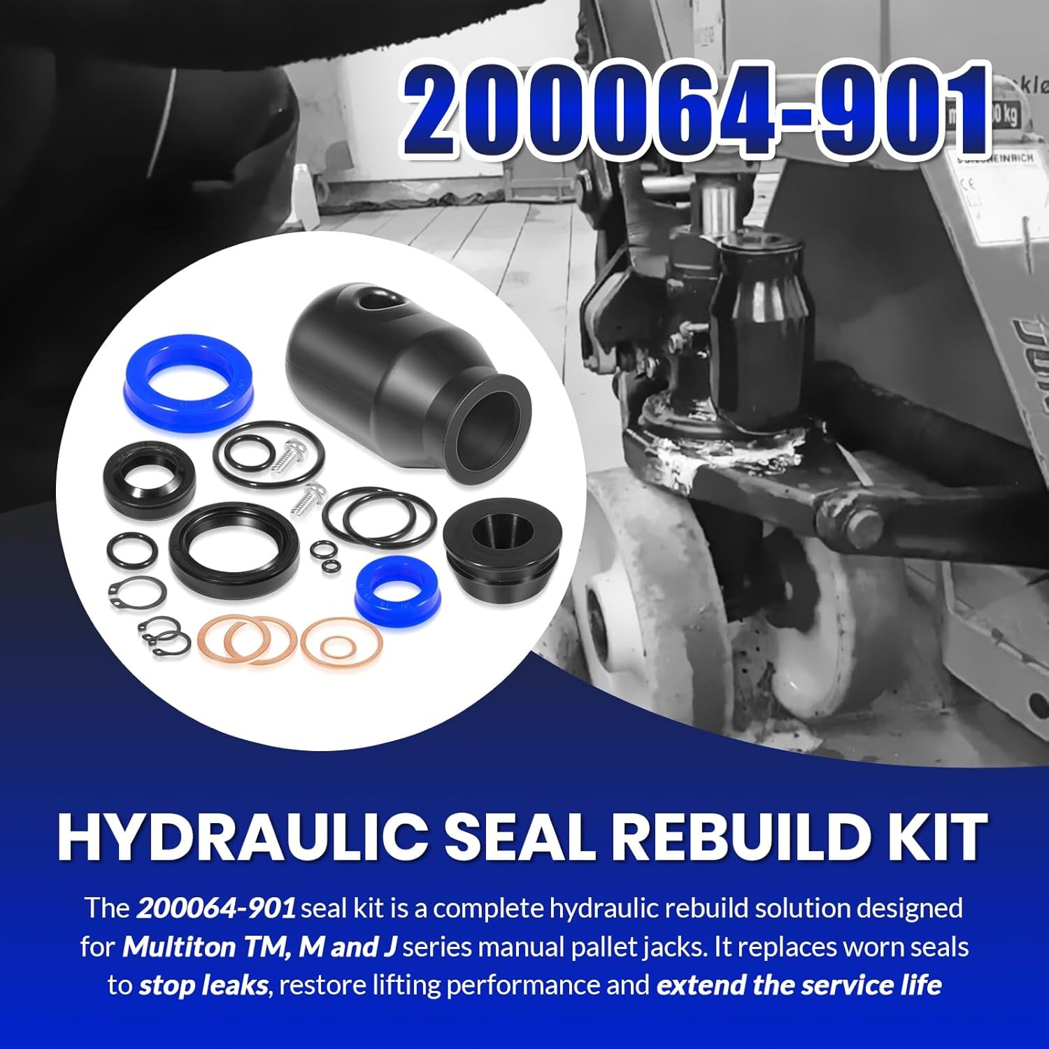 200064-901 Hydraulic Seal Rebuild Kit for Multiton Pallet Jack TM, M or J Series