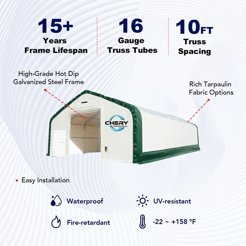 W30’xL80’xH20′ Double Truss Storage Shelter 22OZ PVC Canvas Building Shelter