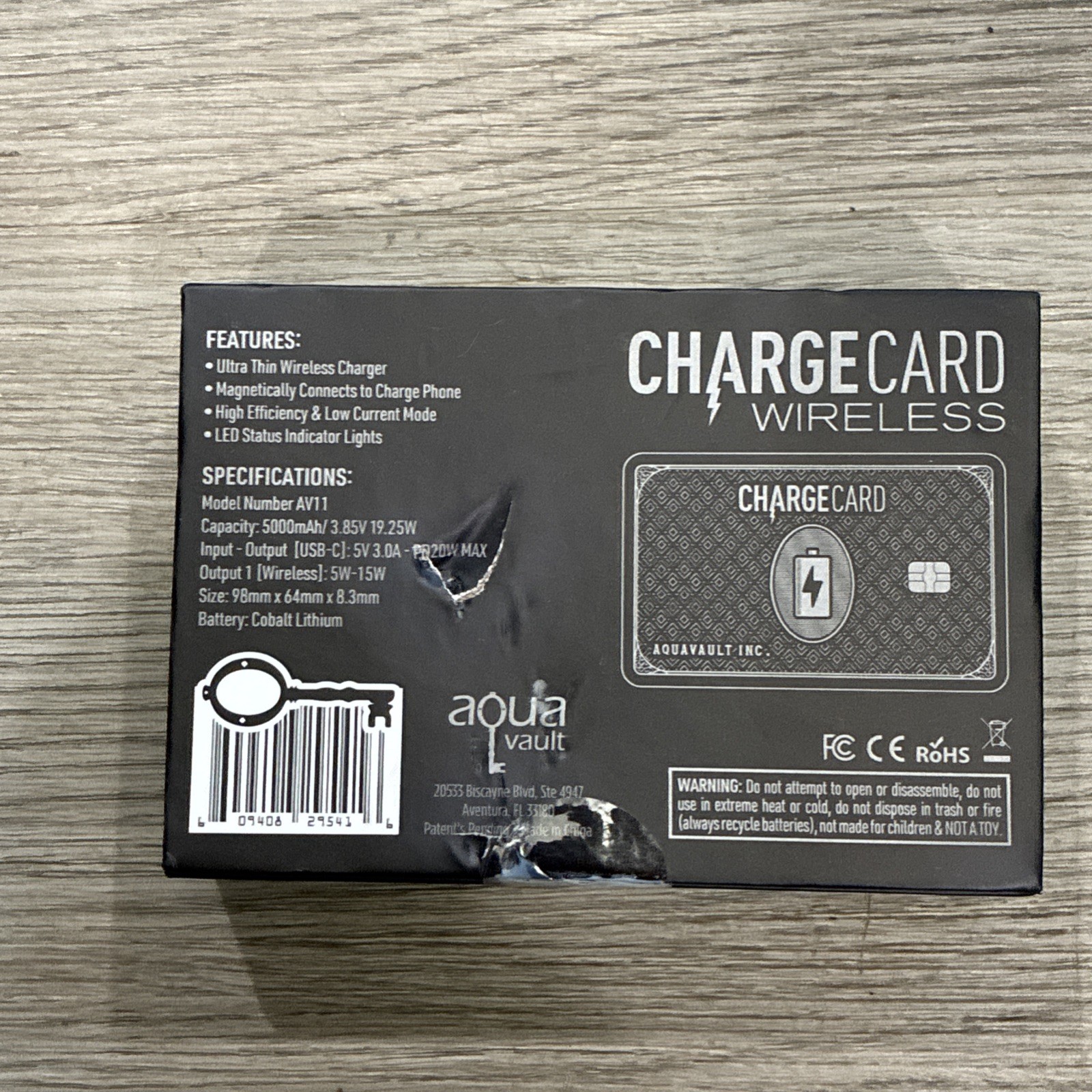 Aquavault Wireless Slim Powerbank 5000mAH 20W Fast Charge TSA Compliant SEALED