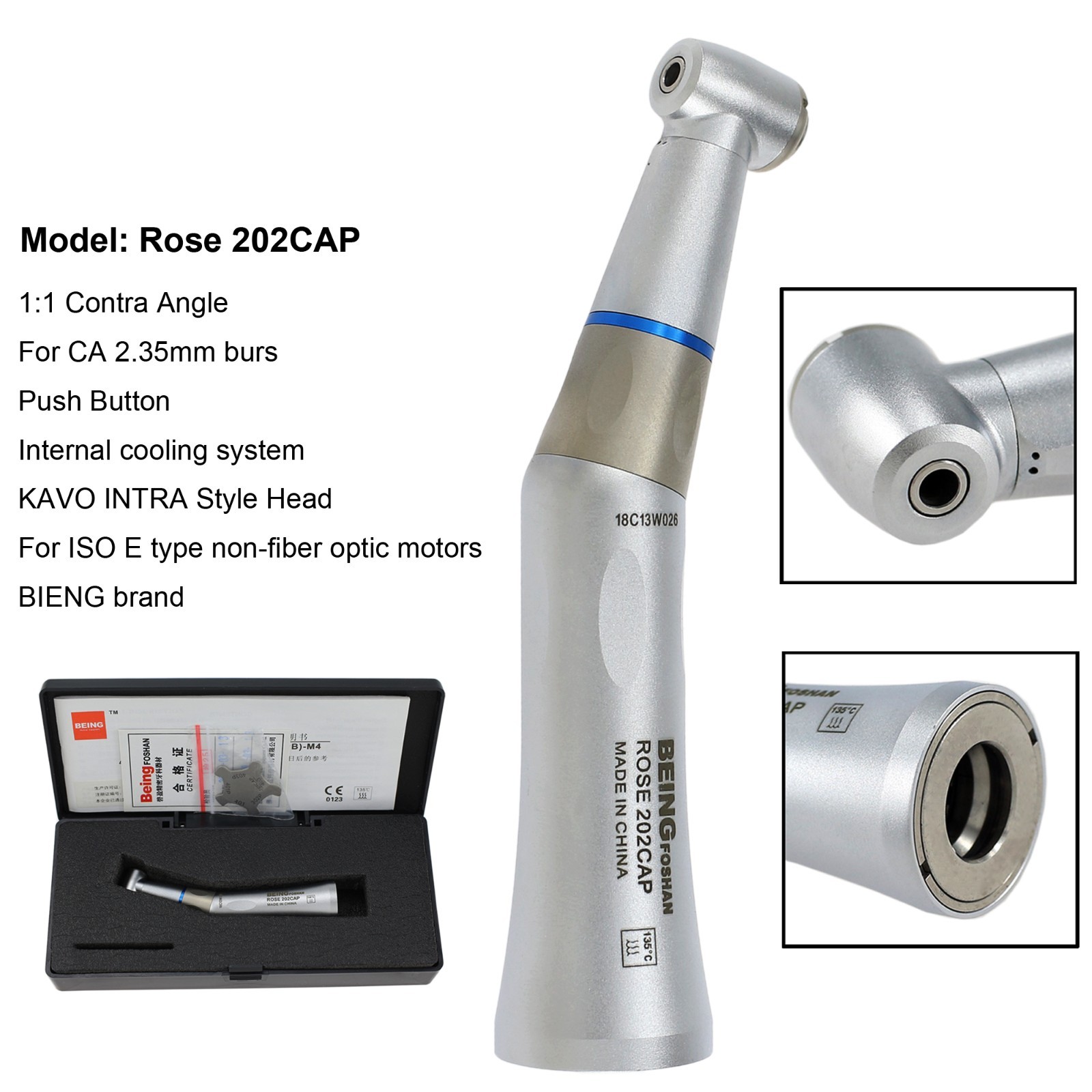 BEING Dental Contra Angle Straight Handpiece Air Motor 4 Hole Low Speed NSK KAVO