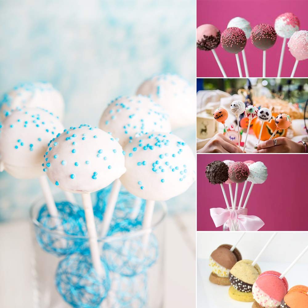 200 Count White Lollipop Sticks 6 Inch Paper, Sucker Cake Pop Cupcake Candy