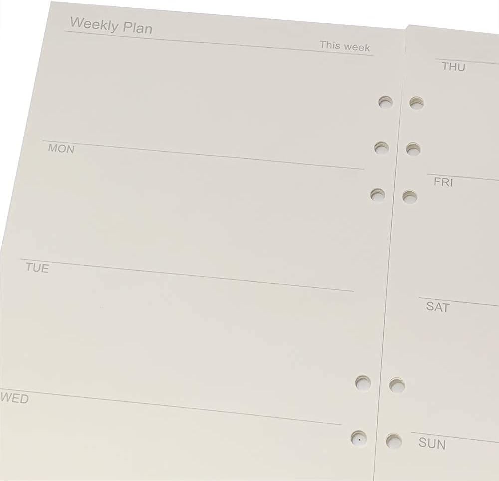 Undated A5 Planner Refills – 6-Ring Inserts for Daily and Weekly Organization