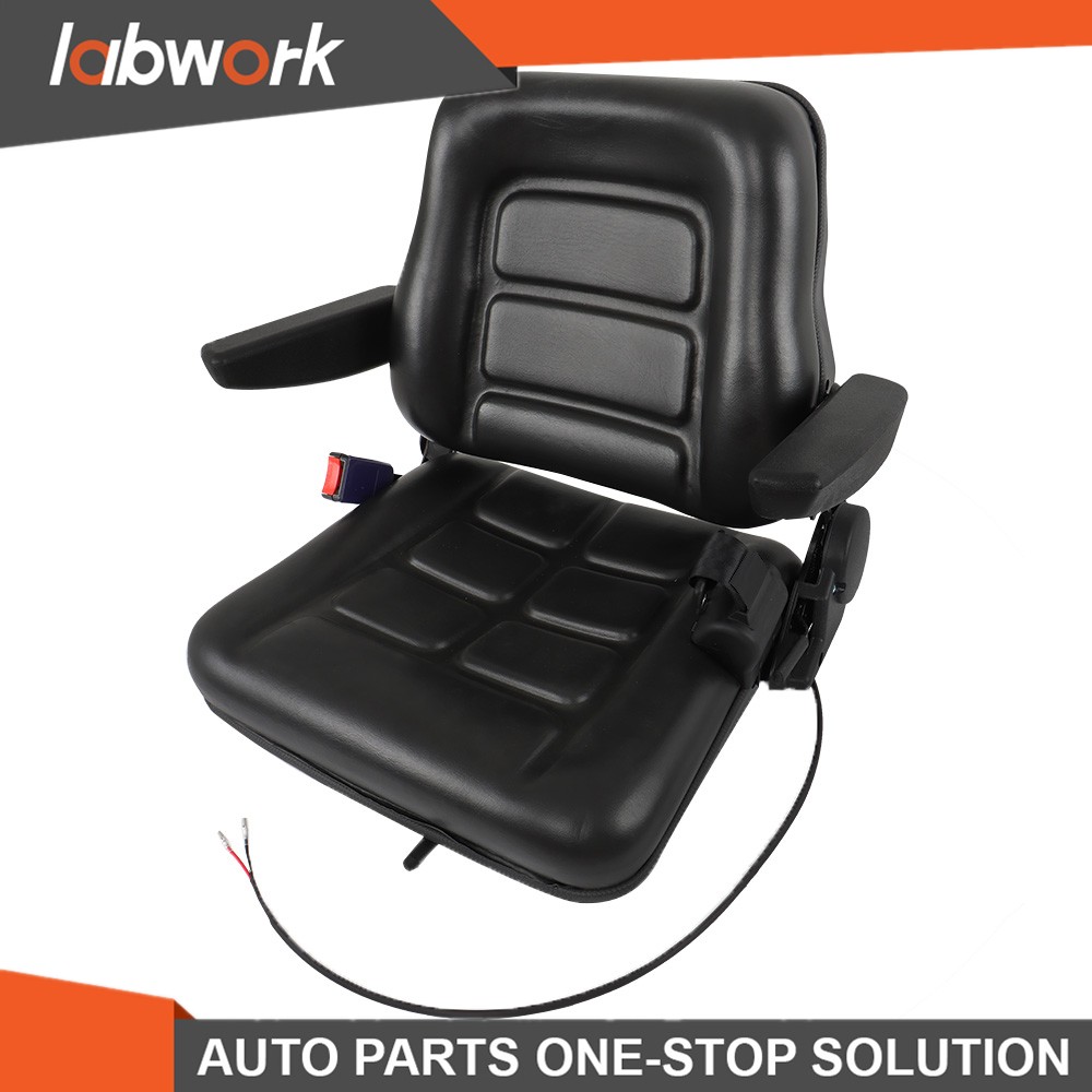 Labwork Universal Adjustable Forklift Tractor Seat Suspension Seat w/Safety Belt