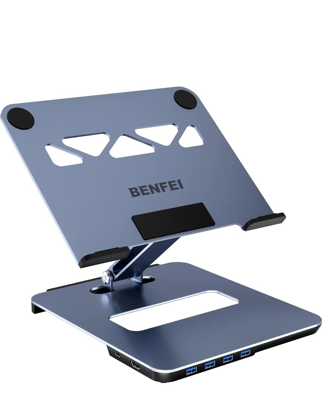 BENFEI Laptop Stand with USB C 6in1 Docking Station, HDMI 4K@60Hz, Grey