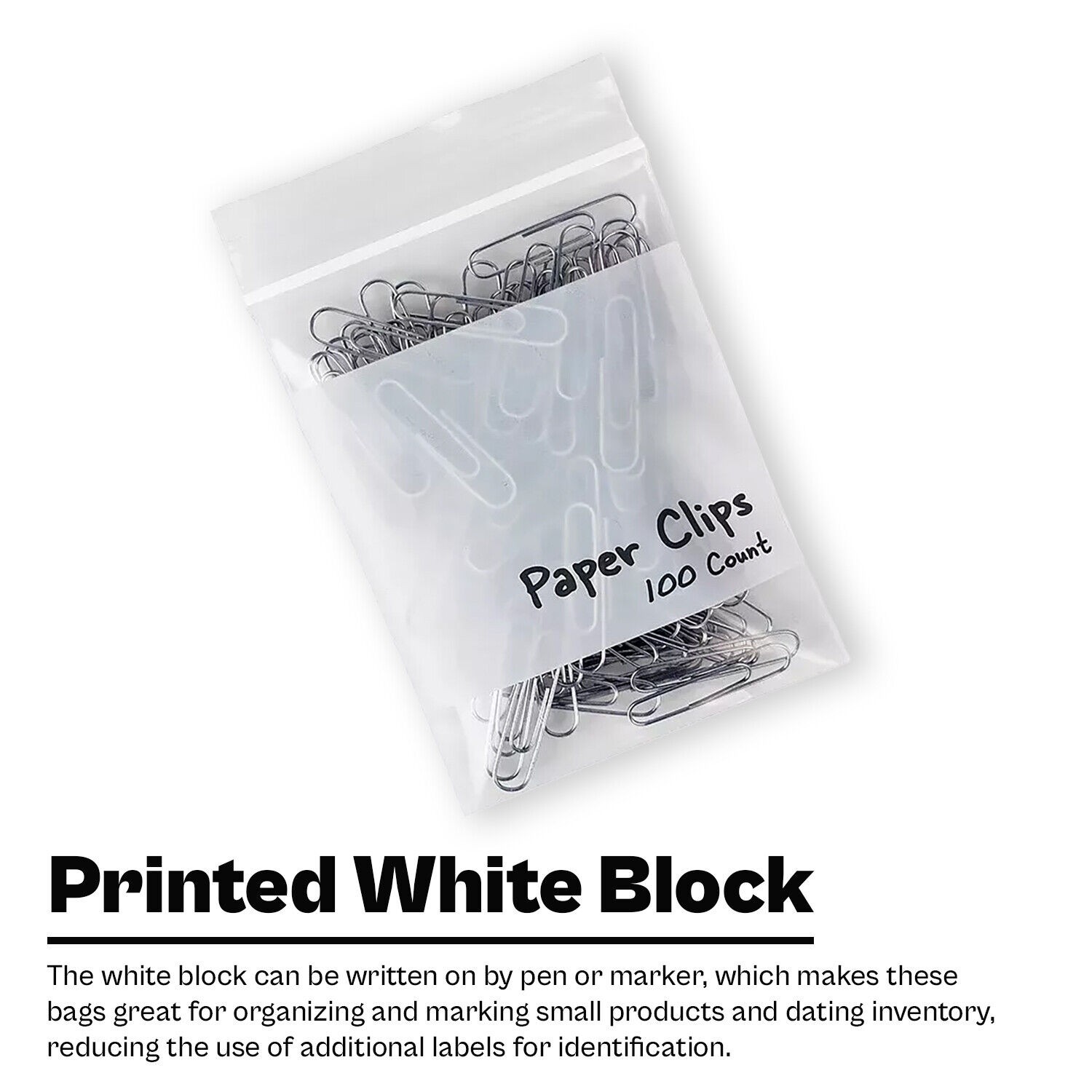 Clear Reclosable Plastic Bags White Block 4″ x 6″ 2 Mil Top Seal Bag 1000 Pcs