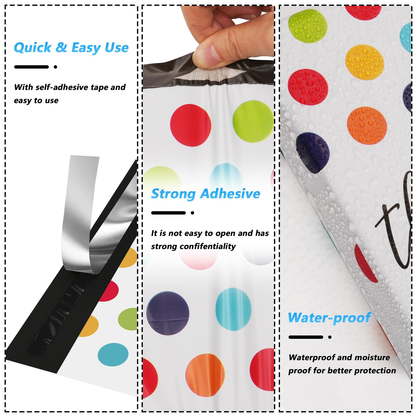 Jowlroel Thank You Poly Mailer 6×9 Inch 100 100Pcs, Color Polka Dots