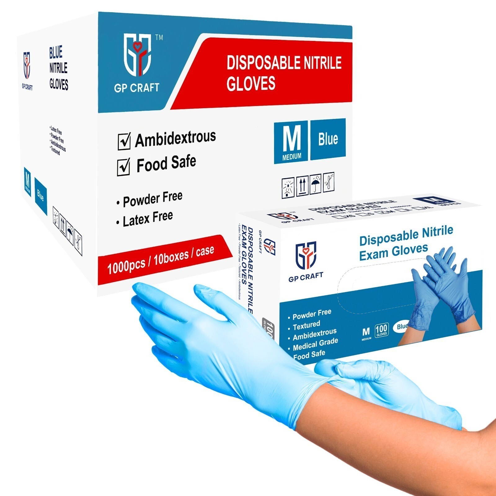 GP Craft Blue Nitrile Gloves Small 4 Mil Latex-Free Disposable 1000 Count