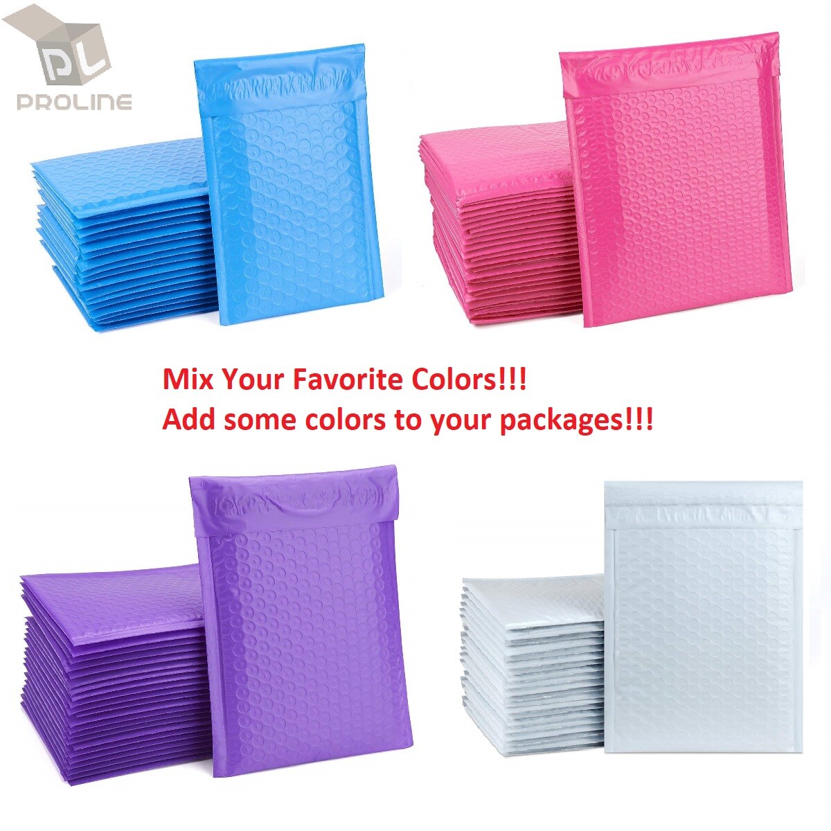 Mix Your Color 50 Poly Bubble Padded Envelopes Mailers #0 6×10 (Inner 6×9)