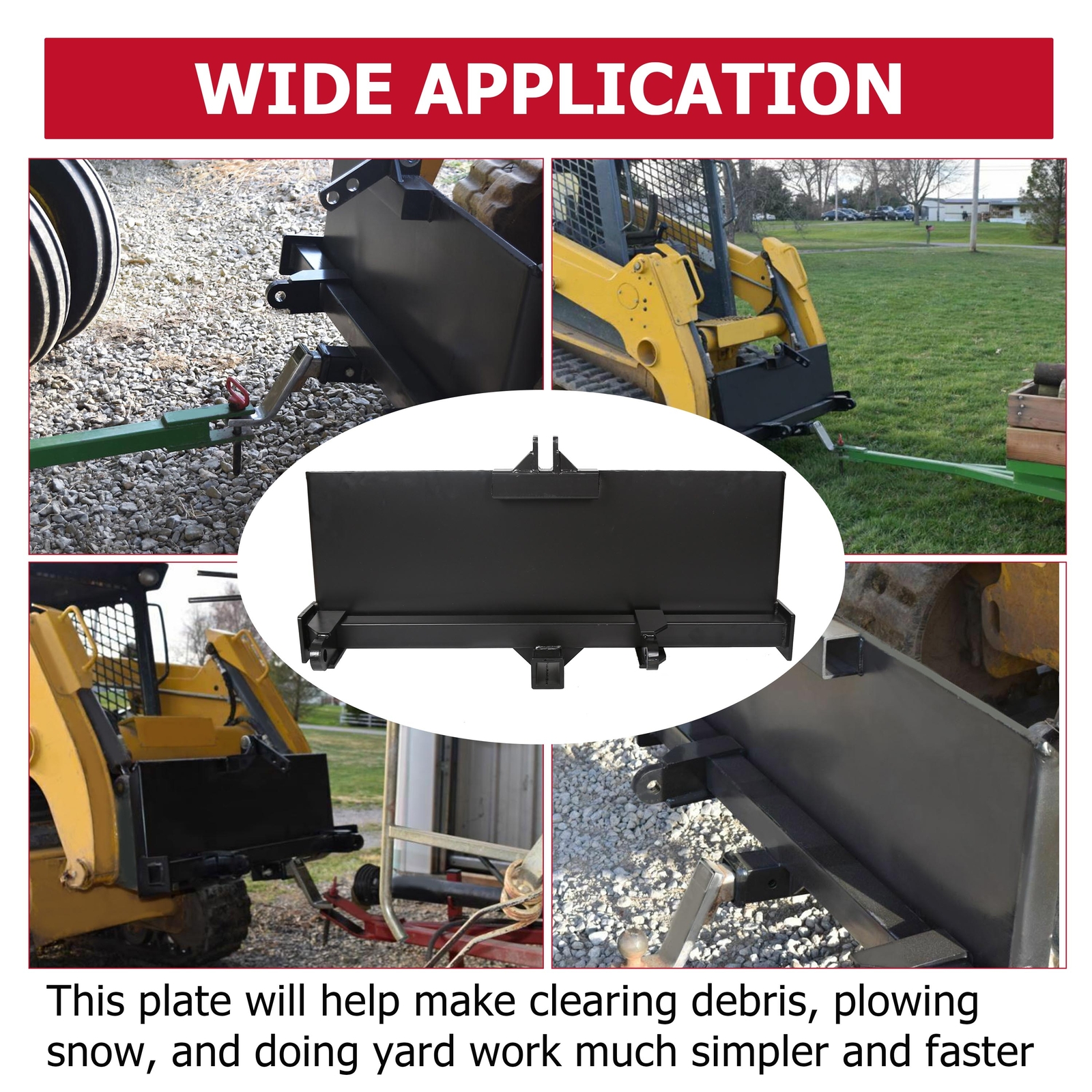 3-Point Attachment Adapter Skid Steer Trailer Hitch Front Tractor Loader Case