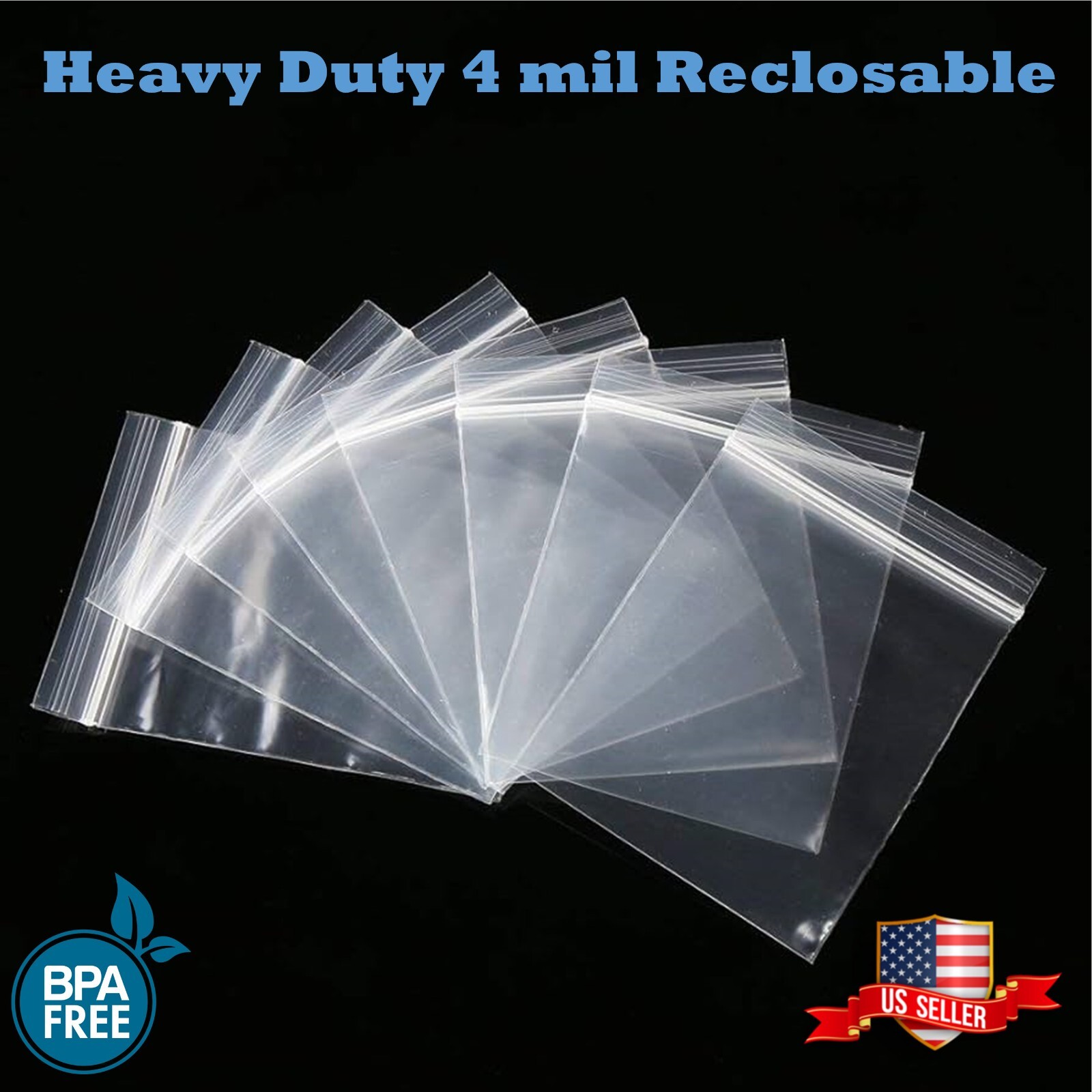 Clear Reclosable Zip Seal Bag Plastic 4 Mil Lock Bags Jewelry Zipper Baggie 4Mil