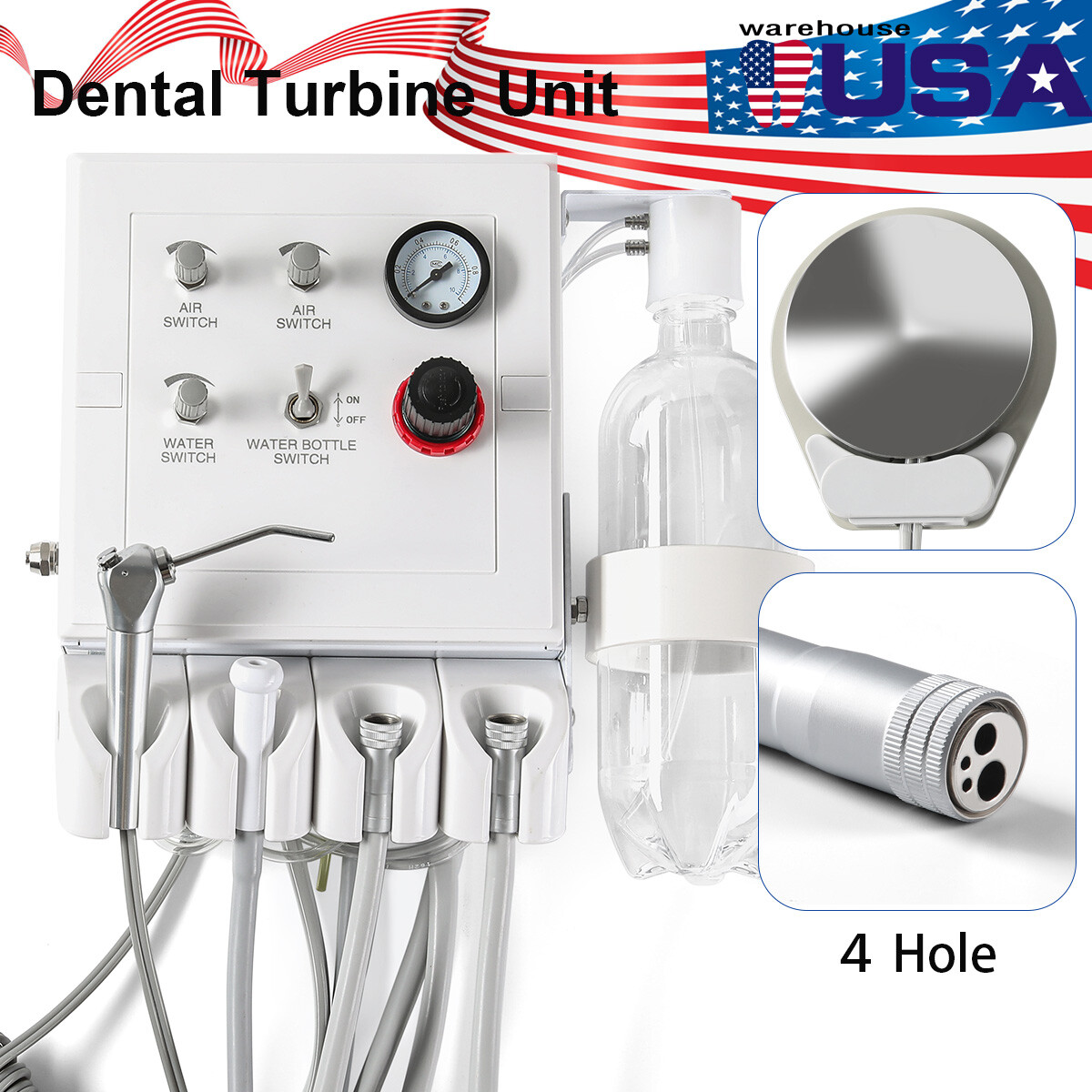 Dental Fiber Optic LED High Speed Handpiece/Portable Dental Turbine Unit 2/4Hole