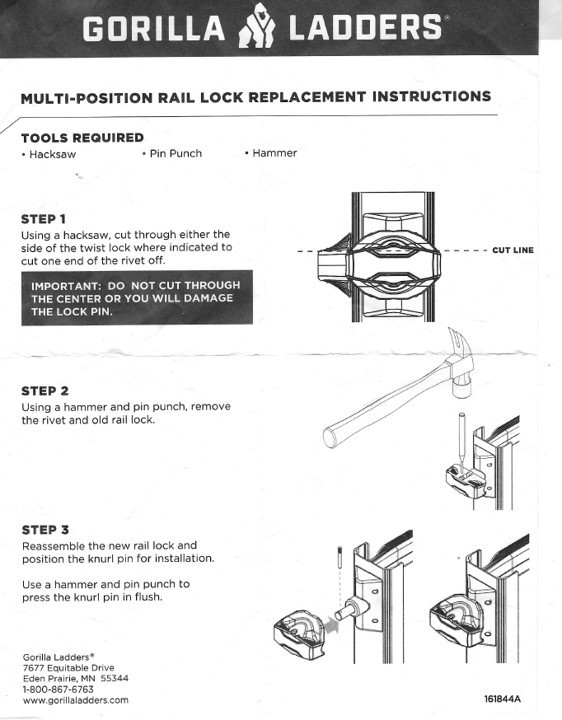 Gorilla Multi-Position Rail Lock Replacement (Twist Lock) GLMPXA-TL