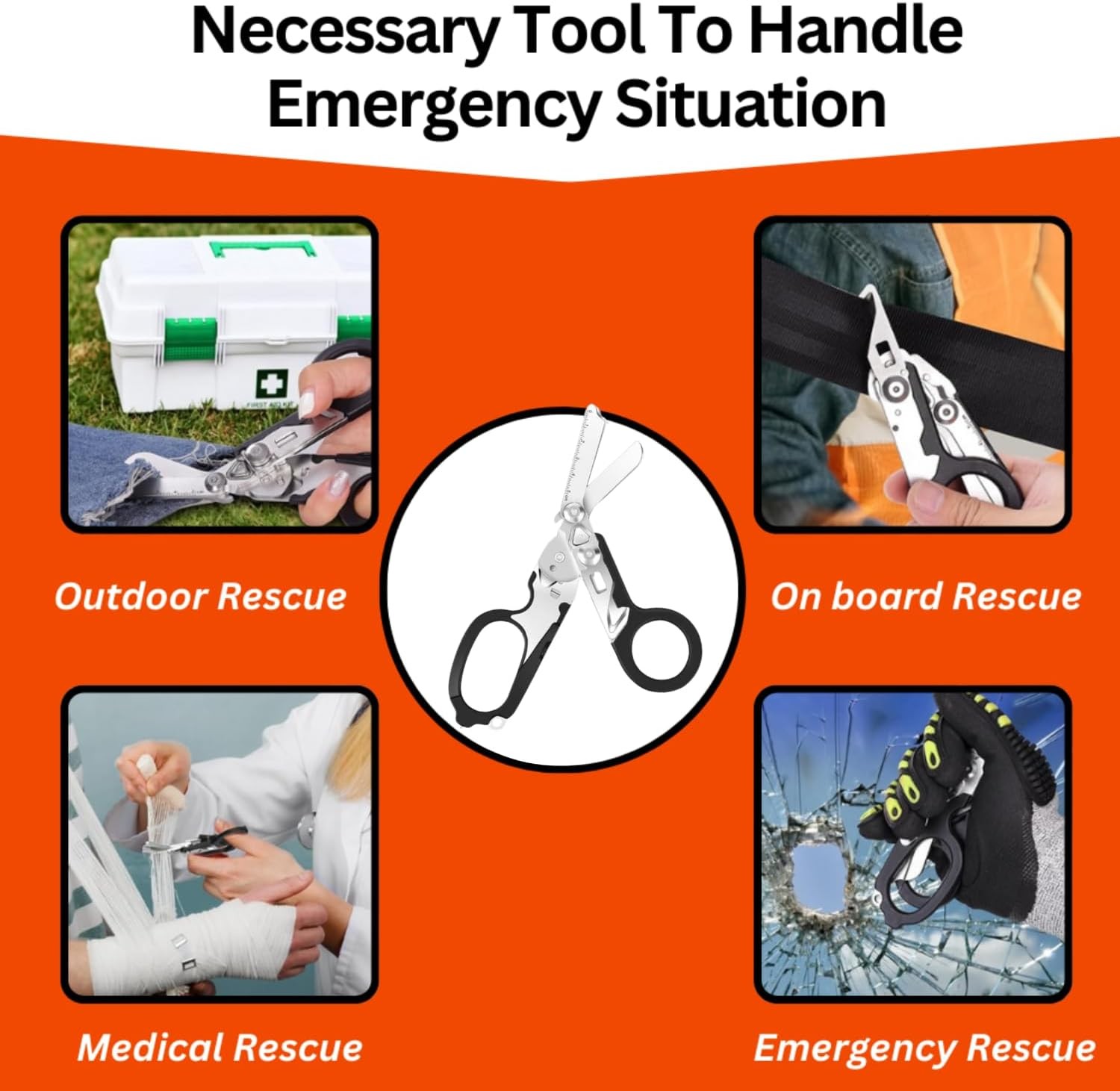 6 in 1 Multifunctional Trauma Shears Foldable Stainless Steel emergency response
