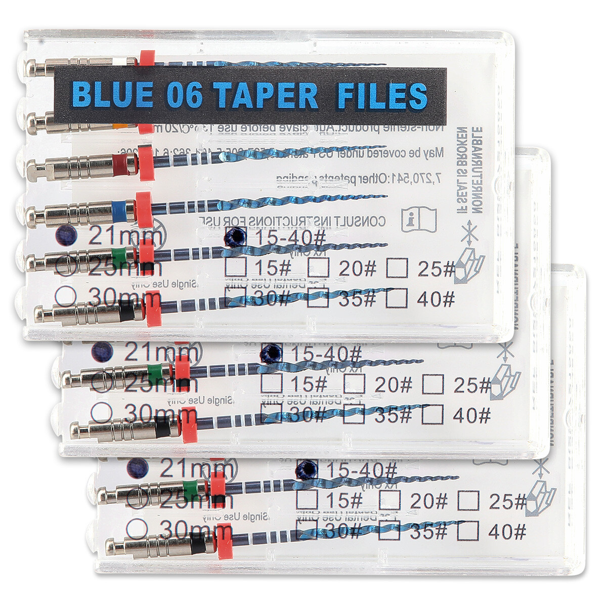 Limas Niti V Blue para Endodoncia – Rotatorias para Motor, 21mm / 25mm