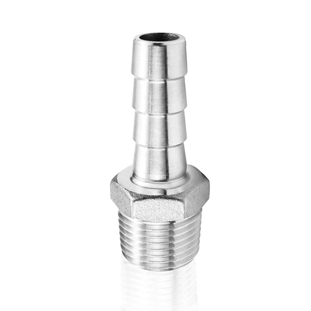 2x Stainless Steel 3/4″ Hose Barb to 1/2″ Male NPT Home Fitting Water Fuel N963