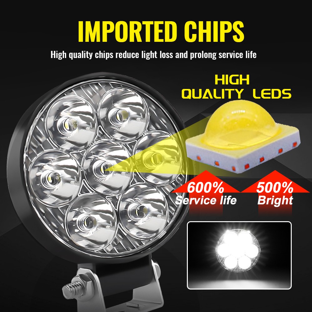 Pair 2.5″ inch Round LED Work Lights Bar Spot Flood Fog Driving Lamp Offroad SUV