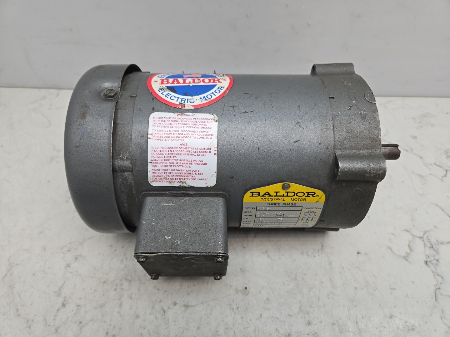 Baldor KM3454 Industrial Electric Motor 1/4 Hp 1725 Rpm 230/460 Volt 3Ph 56C Fra