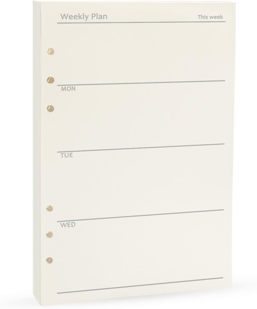 Undated A5 Planner Refills – 6-Ring Inserts for Daily and Weekly Organization