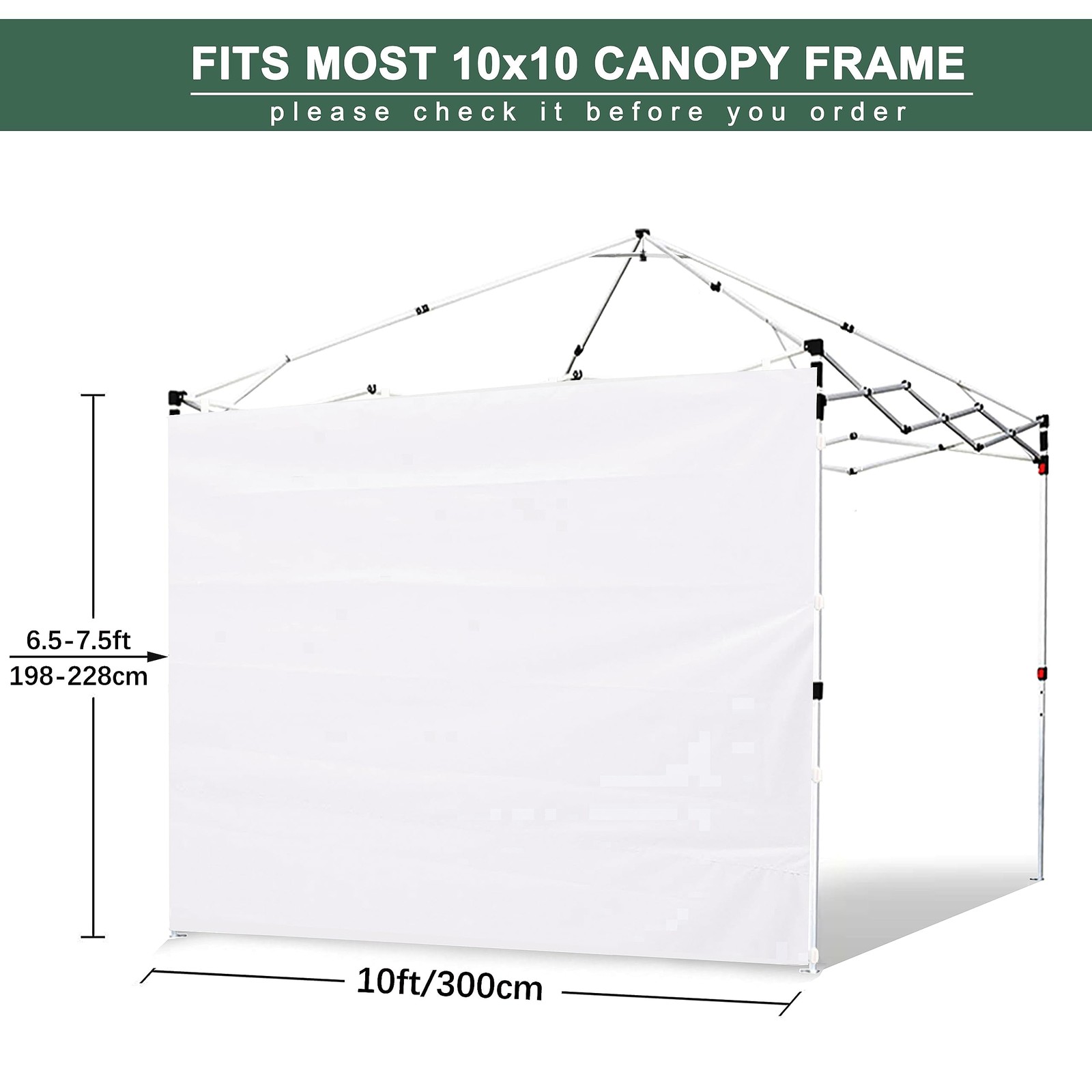 Jancanopy Sidewalls For 10X10 Pop Up Canopy Frame 3 Pack White Sunwall And
