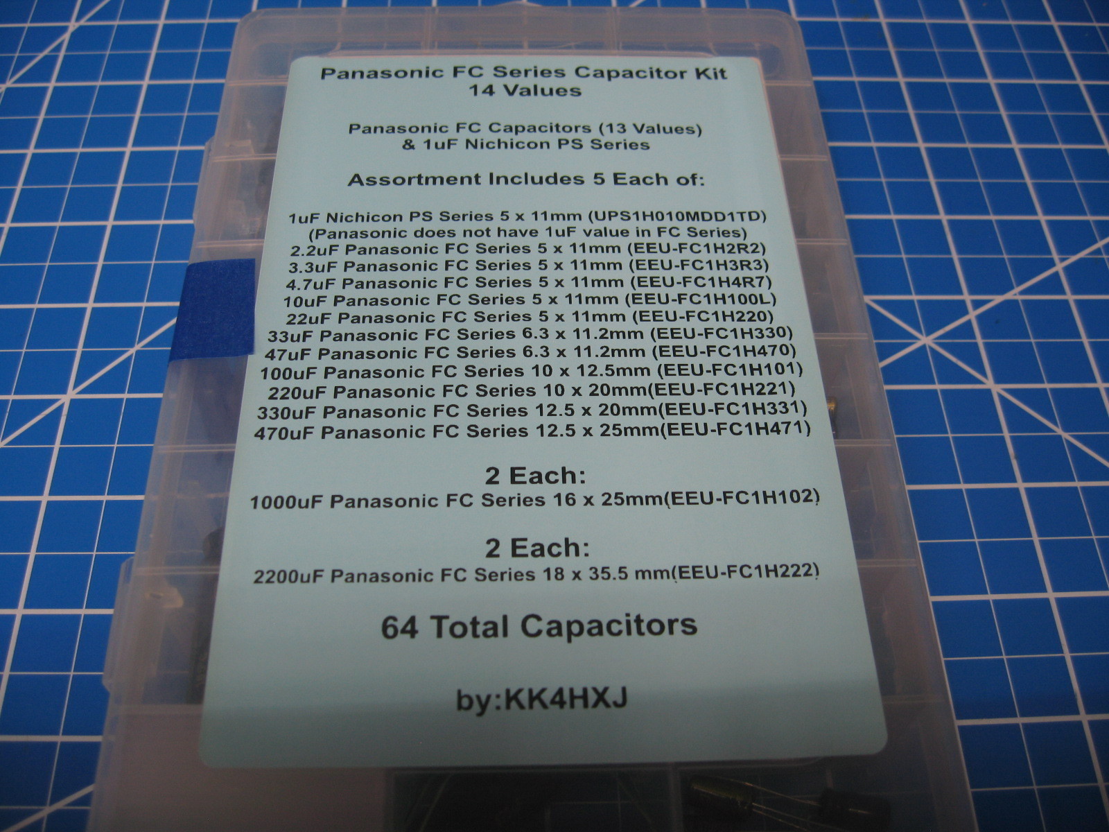 Panasonic – FC Series – Electrolytic Cap Asst – 50v 14 Values 1-2200uF – 64pcs