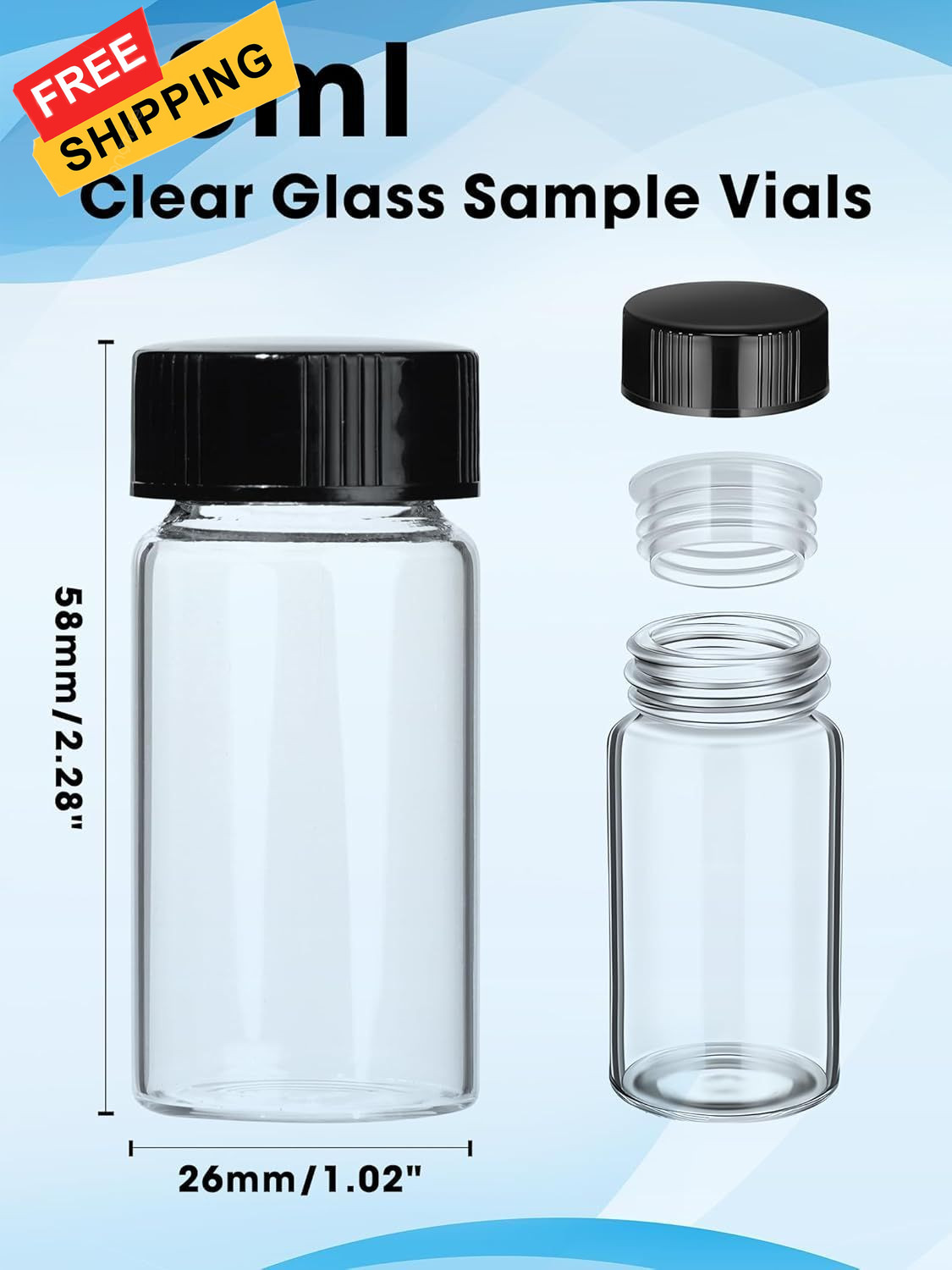 20ml Clear Small Glass Vials with Screw Caps, for 20ml-10pcs