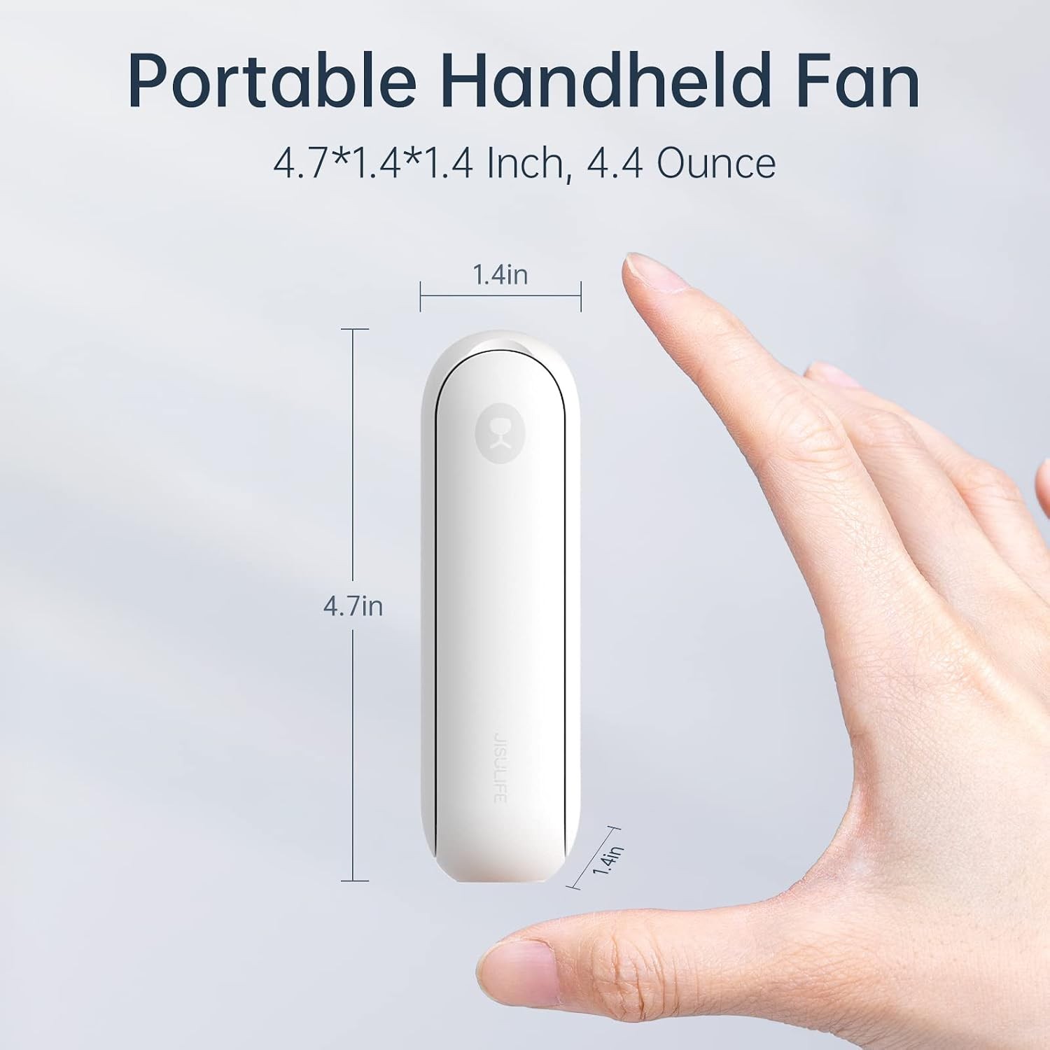 JISULIFE Mini Handheld Fan: 3-in-1, Power Bank & Flashlight, White