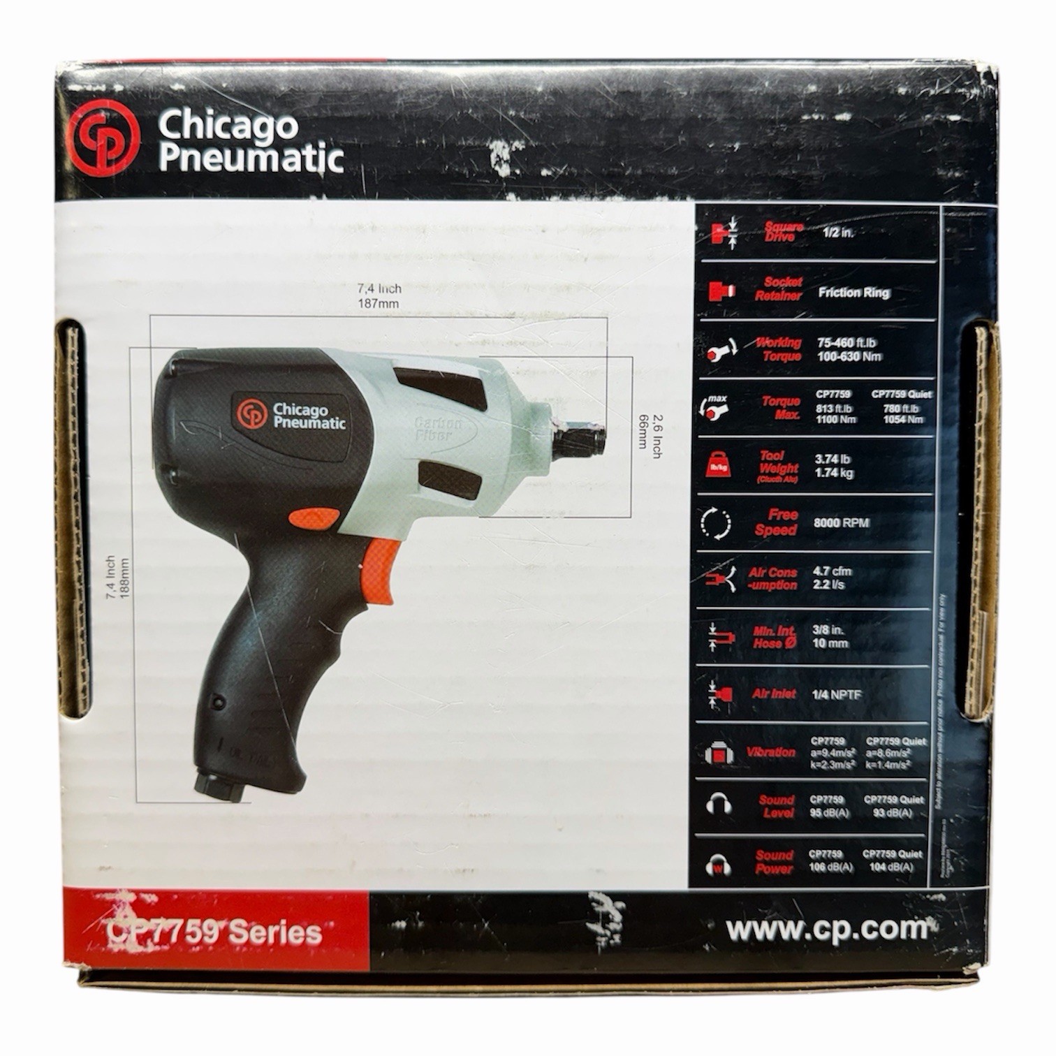 Chicago Pneumatic CP7759Q 1/2-Inch Carbon Fiber Impact Wrench, New Sealed