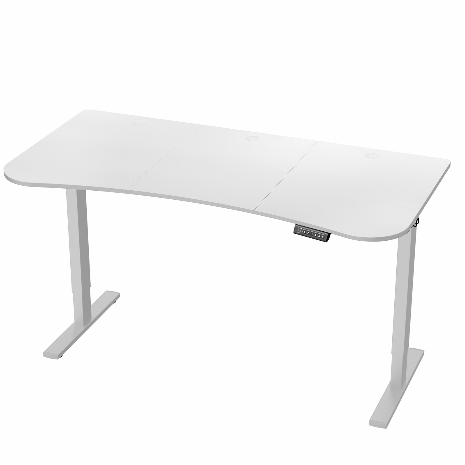 VIVO Electric 63” x 32” Stand Up Desk, White Table Top, Gray Frame