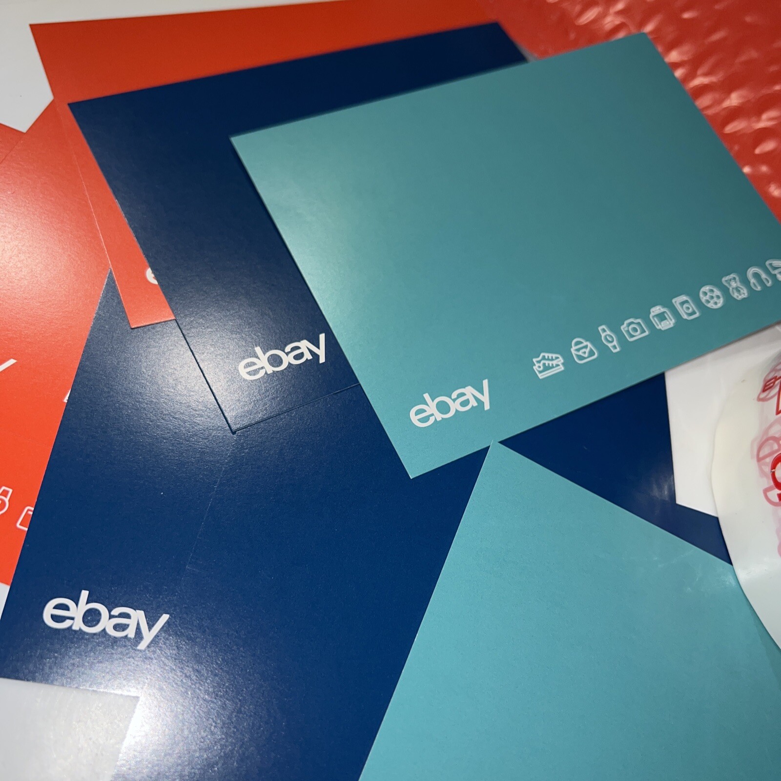 25 eBay Branded Shipping Supplies STARTER KIT Teal Tape Postcards FUN COLORS