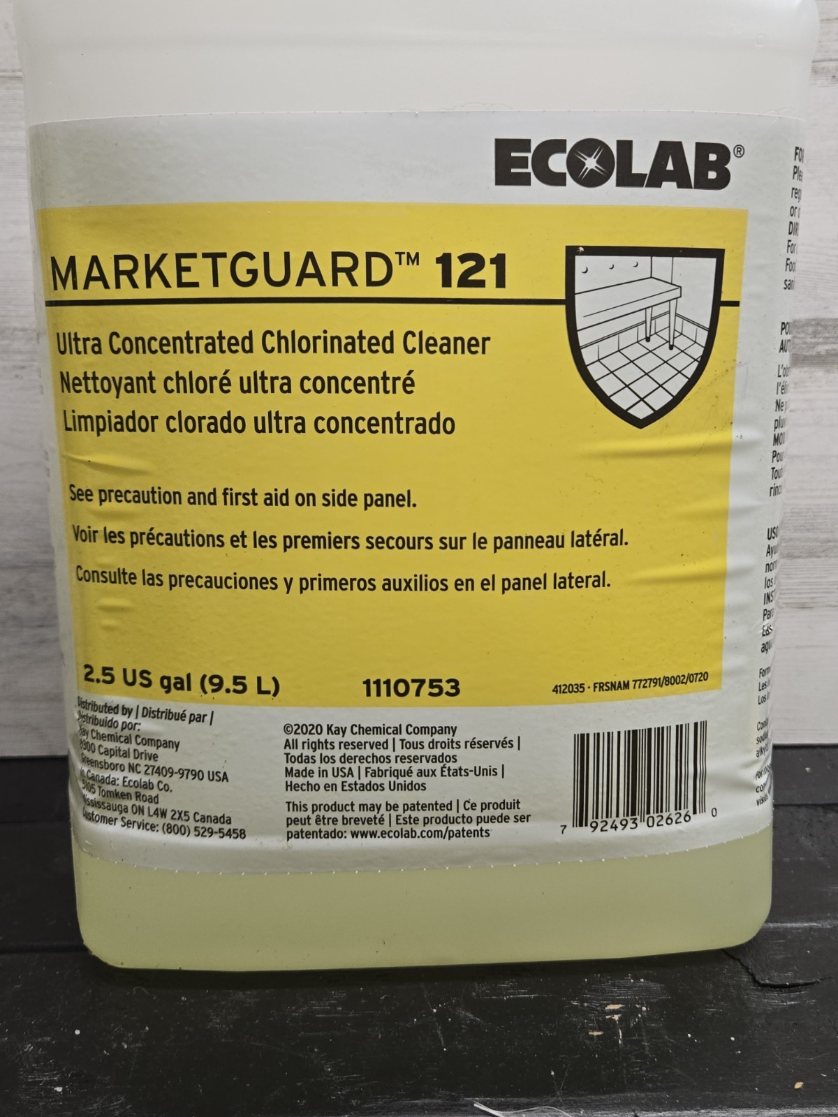 Ecolab Marketguard 121 All Purpose Cleaner, Concentrated Chlorinated, 2.5 Gal