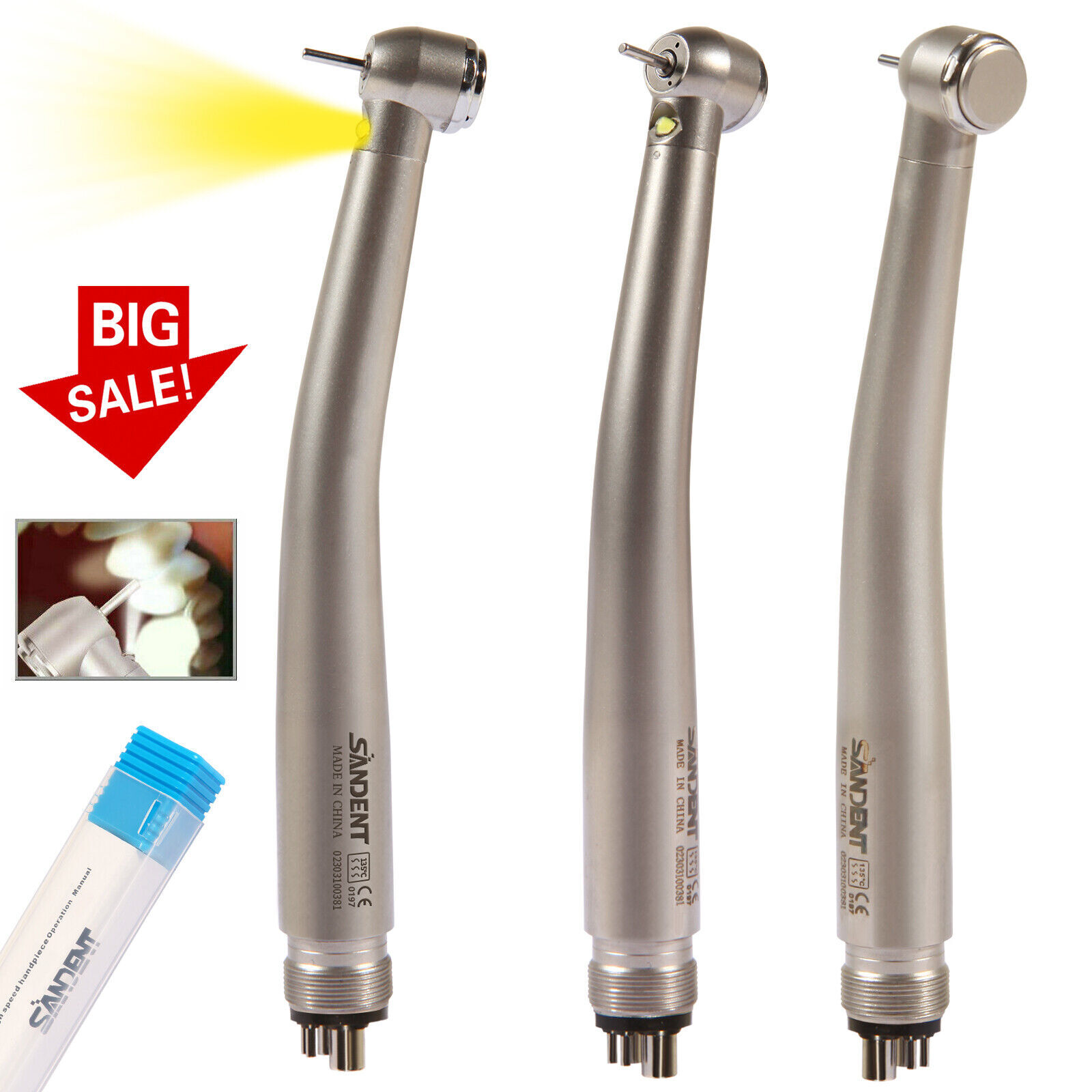 Dental Fiber Optic E-generator LED High Speed Handpiece Turbine 4 HOLE