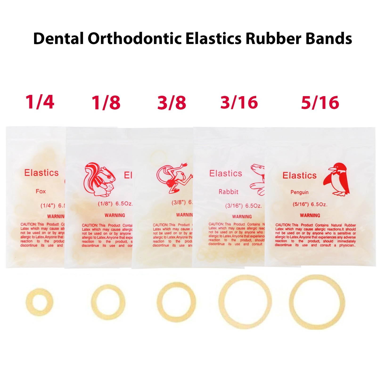 US Dental Ortho Elastics Latex Braces Orthodontic Rubber Bands 3.5,5.0,6.5 OZ