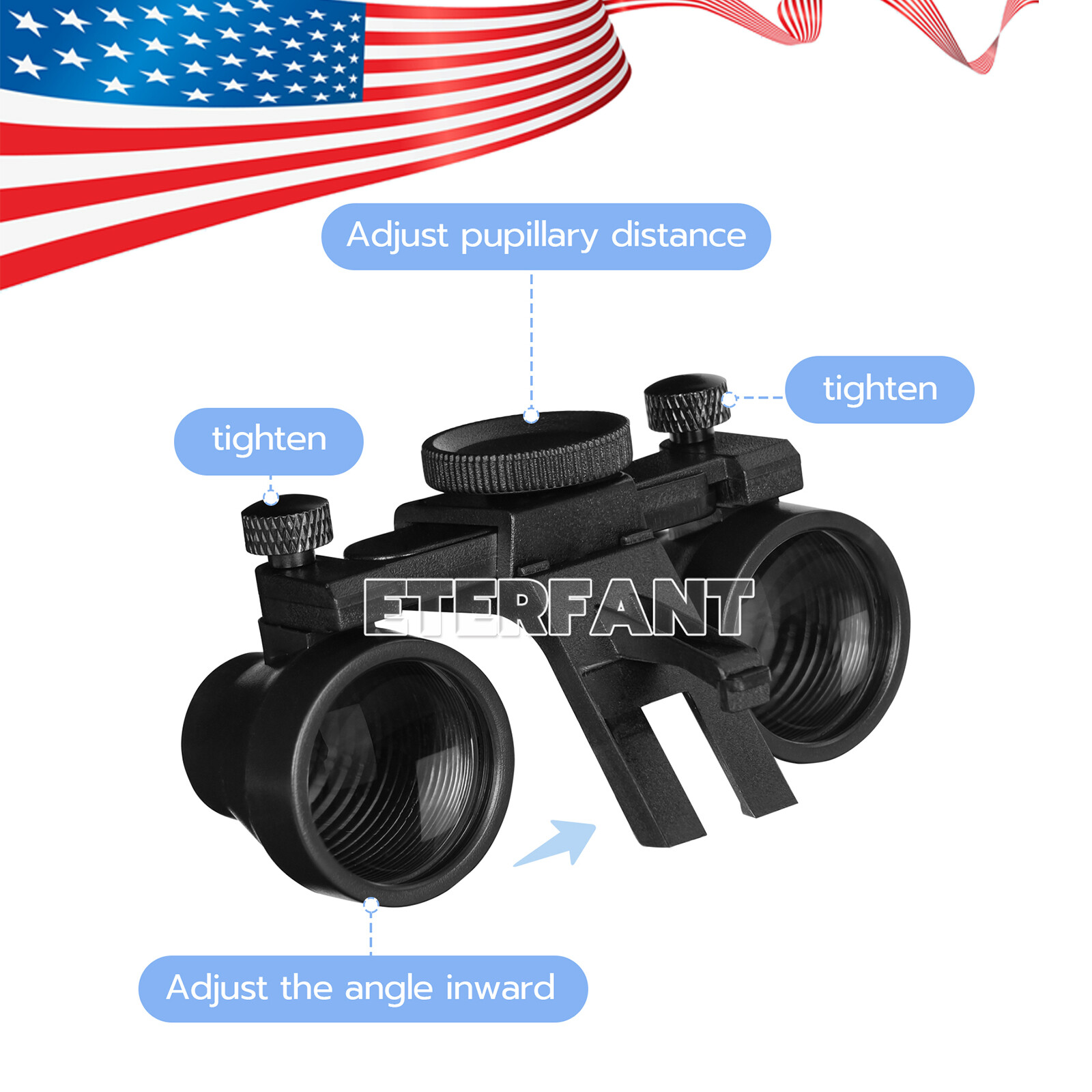 3.5X Dental Surgical Headband Binocular Loupes with 5W LED Head Light 2 Leds