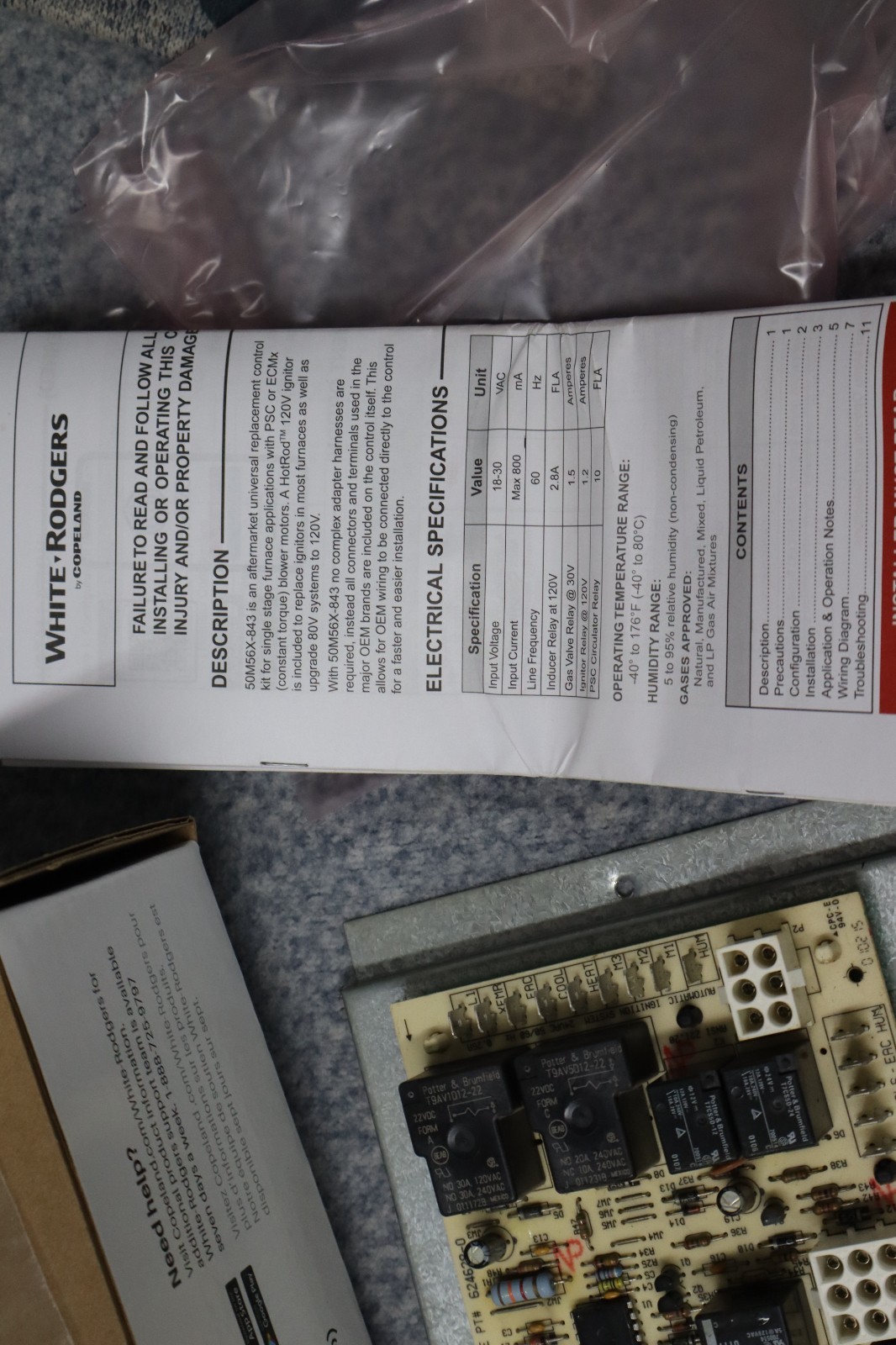 OEM, White-Rodgers, 50M56X-843 Universal HSI Control, Single-Stage Furnace Kit
