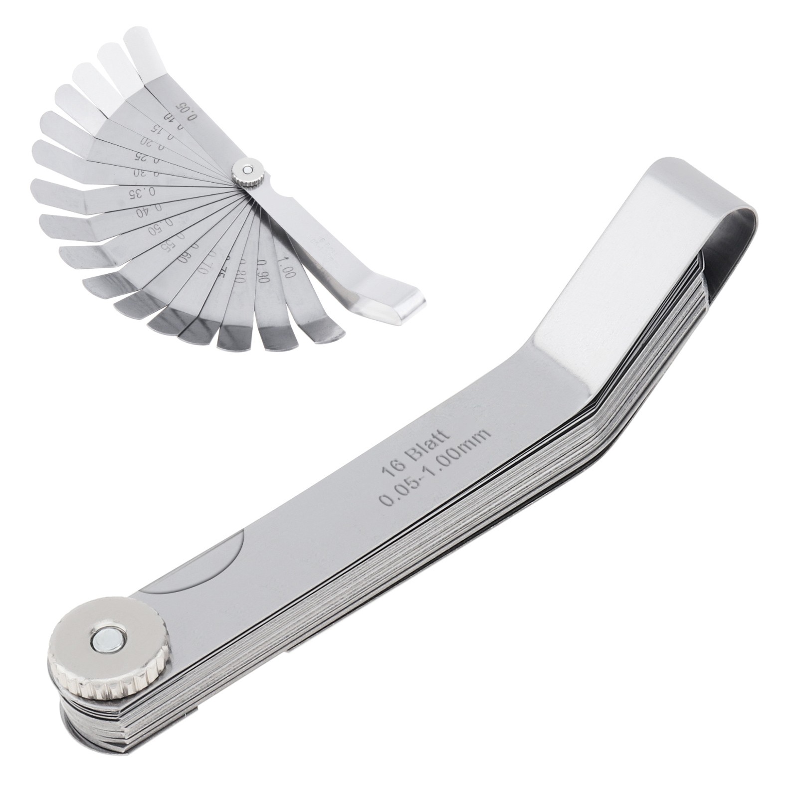 16 Blades 0.05-1mm Thickness Curved Stainless Steel Metric Filler Feeler Gauge