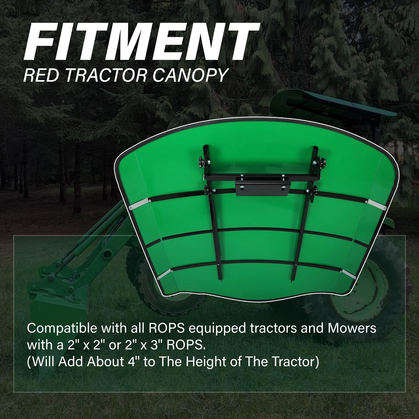 Green Tuff Top Tractor ROPS Canopy 52″ X 52″ For Tractor Mowers Umbrella
